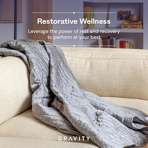 Miniatura 6 de Gravity Manta con peso refrescante mejorada para adultos, 15 libras, color gris, 48 x 72 pulgadas, manta con peso original, manta hecha de algodón