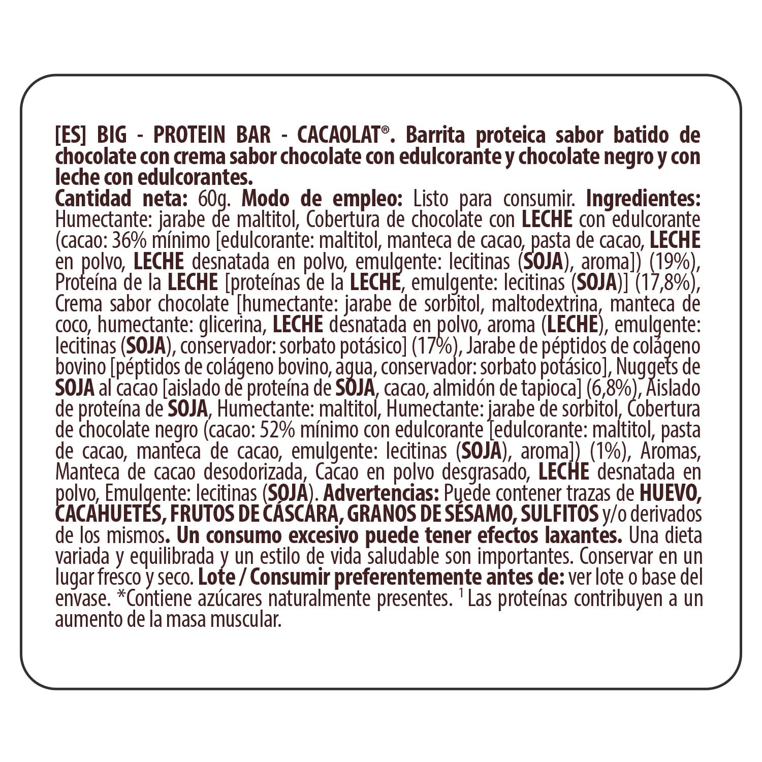 BIG - Barritas Proteina - Barritas Proteinas Sin Azucar - Snack Saludable Alto en Proteínas - + 24 gr por Barrita - Protein Bar con Sabores Exclusivos - Sin Gluten - (Caja (15 uds), Cacaolat)