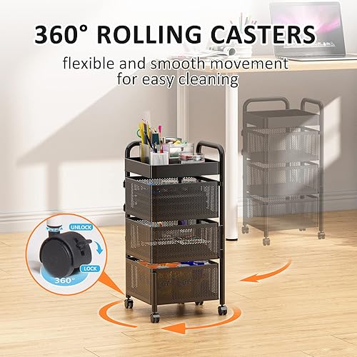 Miniatura 3 de Estante giratorio de almacenamiento de cocina, sin montaje, estante de baño, organizadores y carrito de almacenamiento para frutas, verduras,