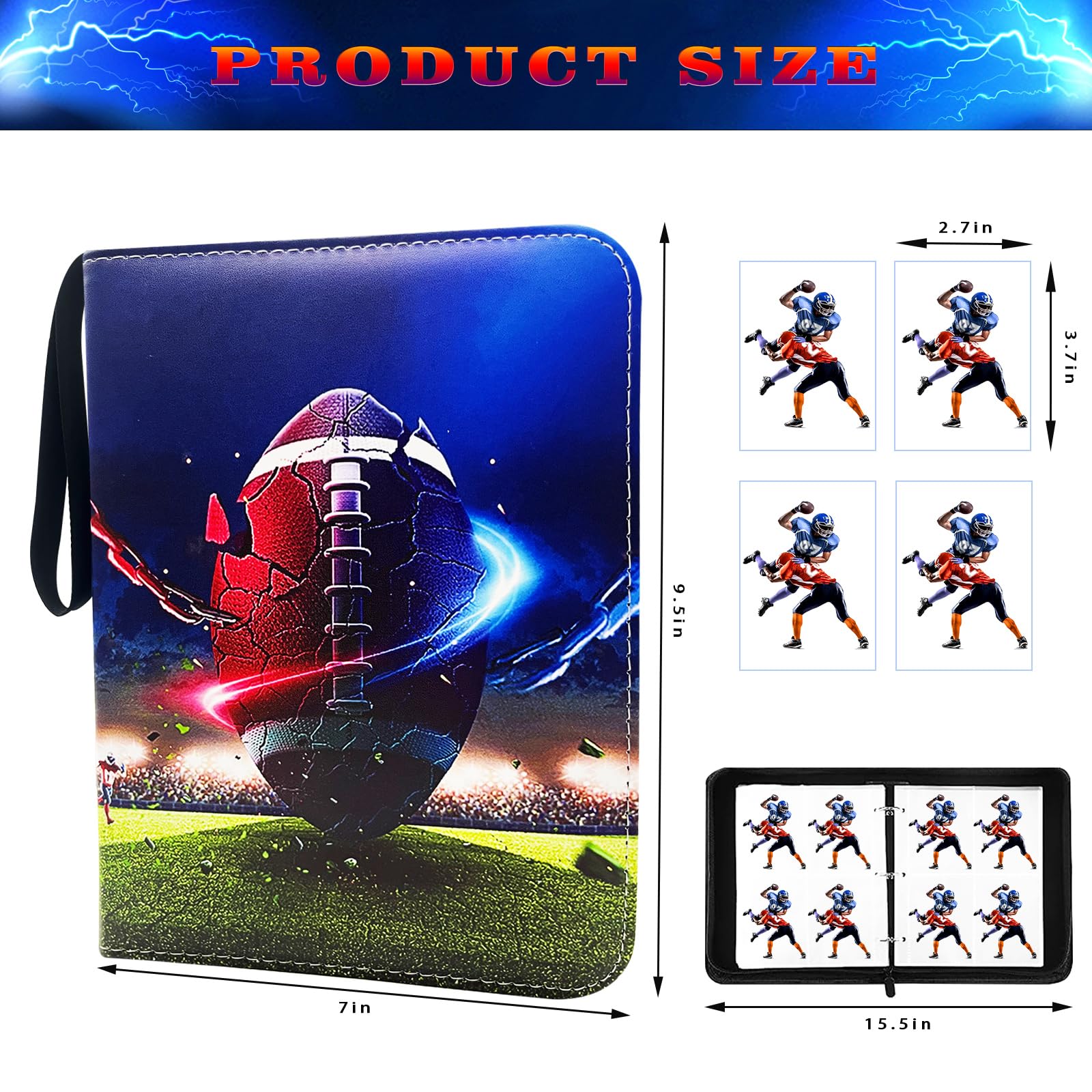 Album Cartes Football 400 Pochettes, Classeur Cartes avec Fermeture