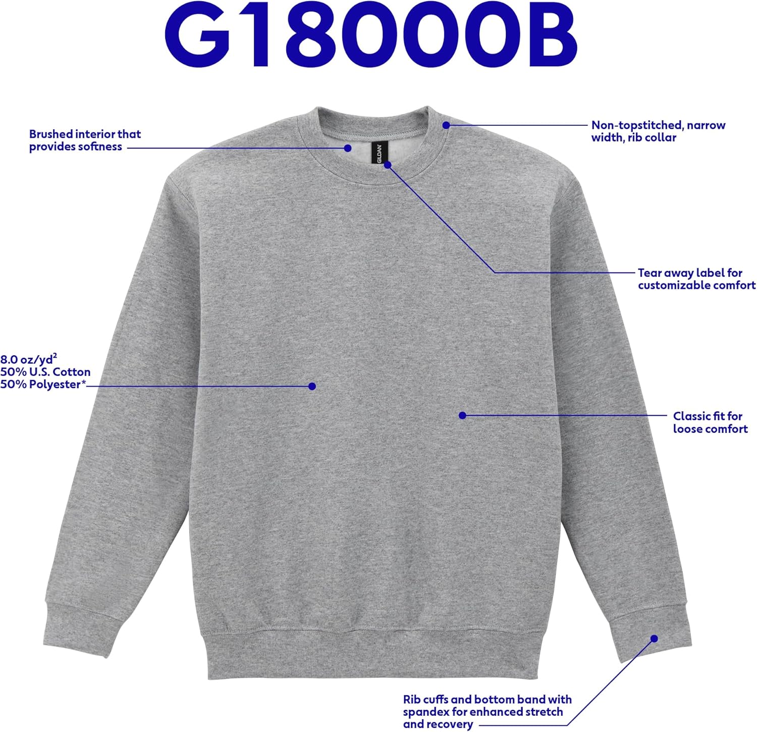 Gildan unisex-child Fleece Crewneck Sweatshirt, Style G18000b - Image 6