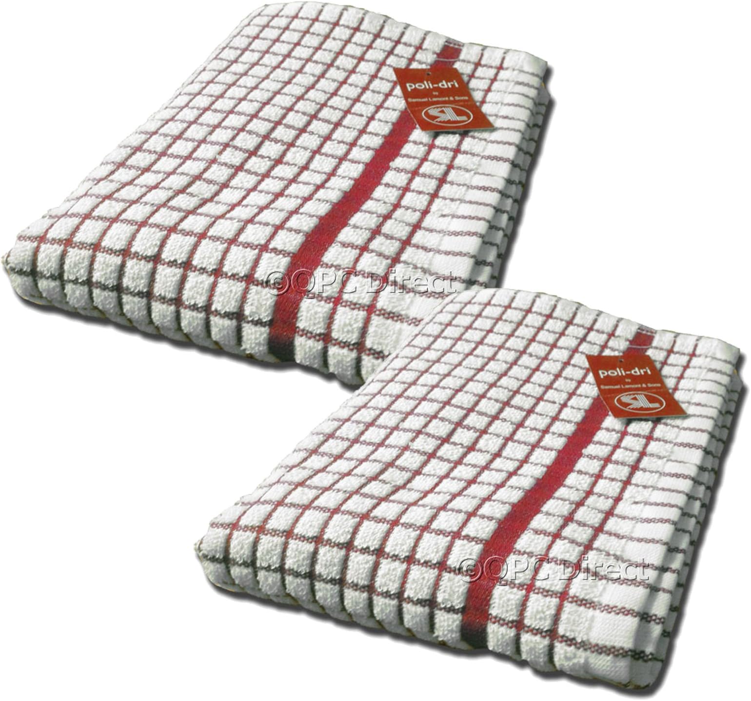Lamont Premium Poli Dri Large Kitchen Tea Towels, TWINPACK (Red)