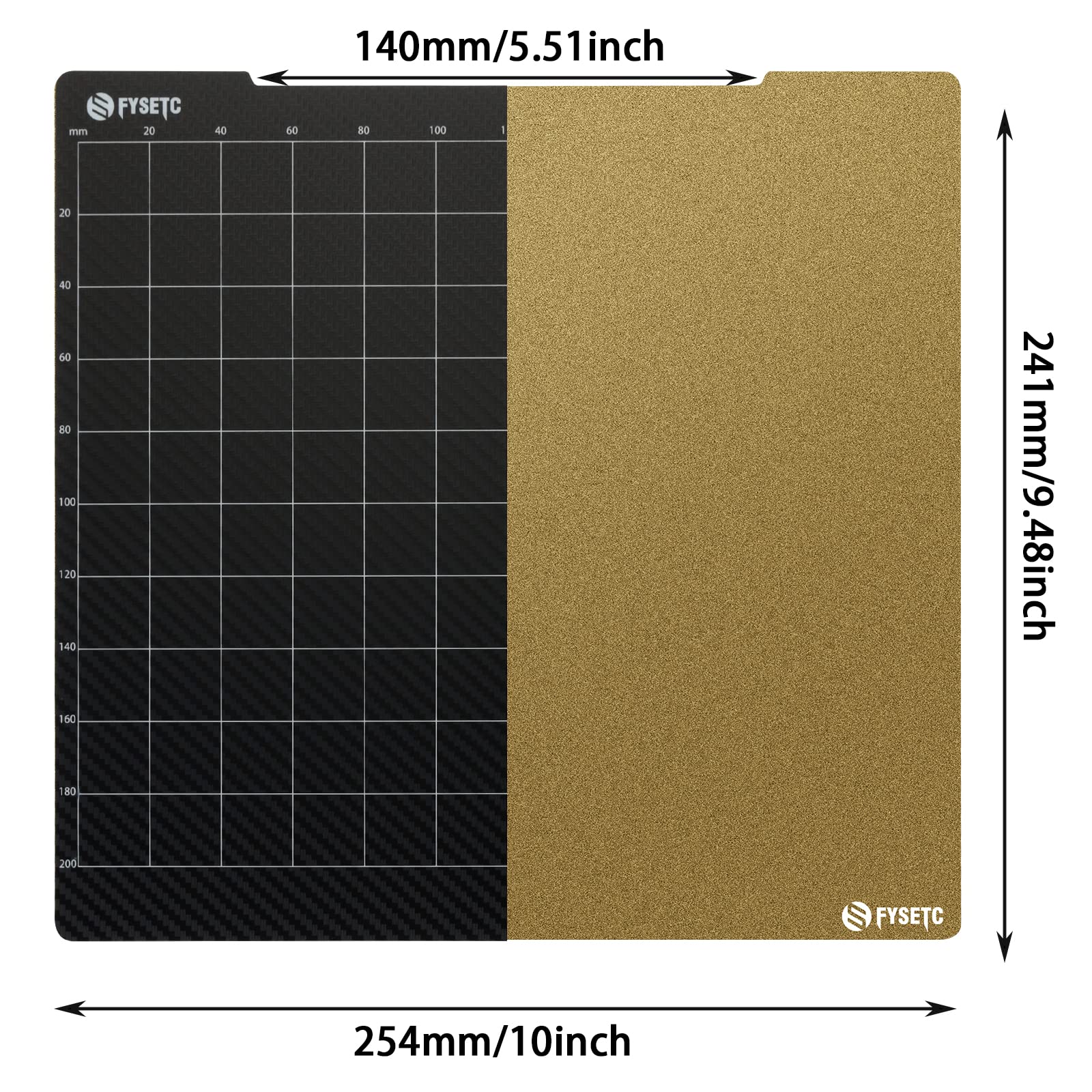 BCZAMD Prusaa i3 MK2 MK3 MK3S+ MK4 MK52 Pièce Dernière plaque JanusBPS-PET Plate-forme Poudre texturée dorée PEI + PET fibre de carbone double ressort en acier Impression Surface chauffée Plaque de