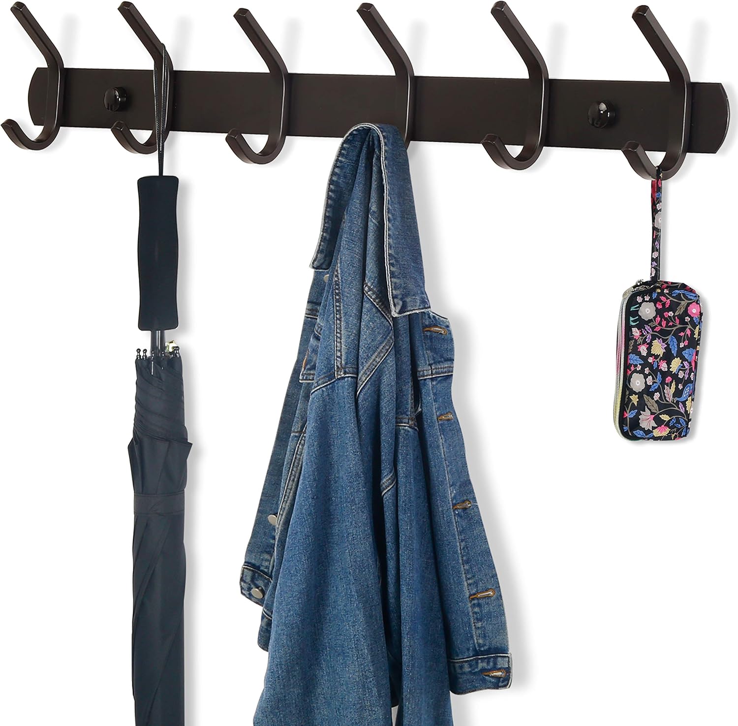 SKOLOO Coat Rack Wall Mounted, Heavy Duty Metal Coat Rack Hook for Coats Towel Robes Purse Hat, Black