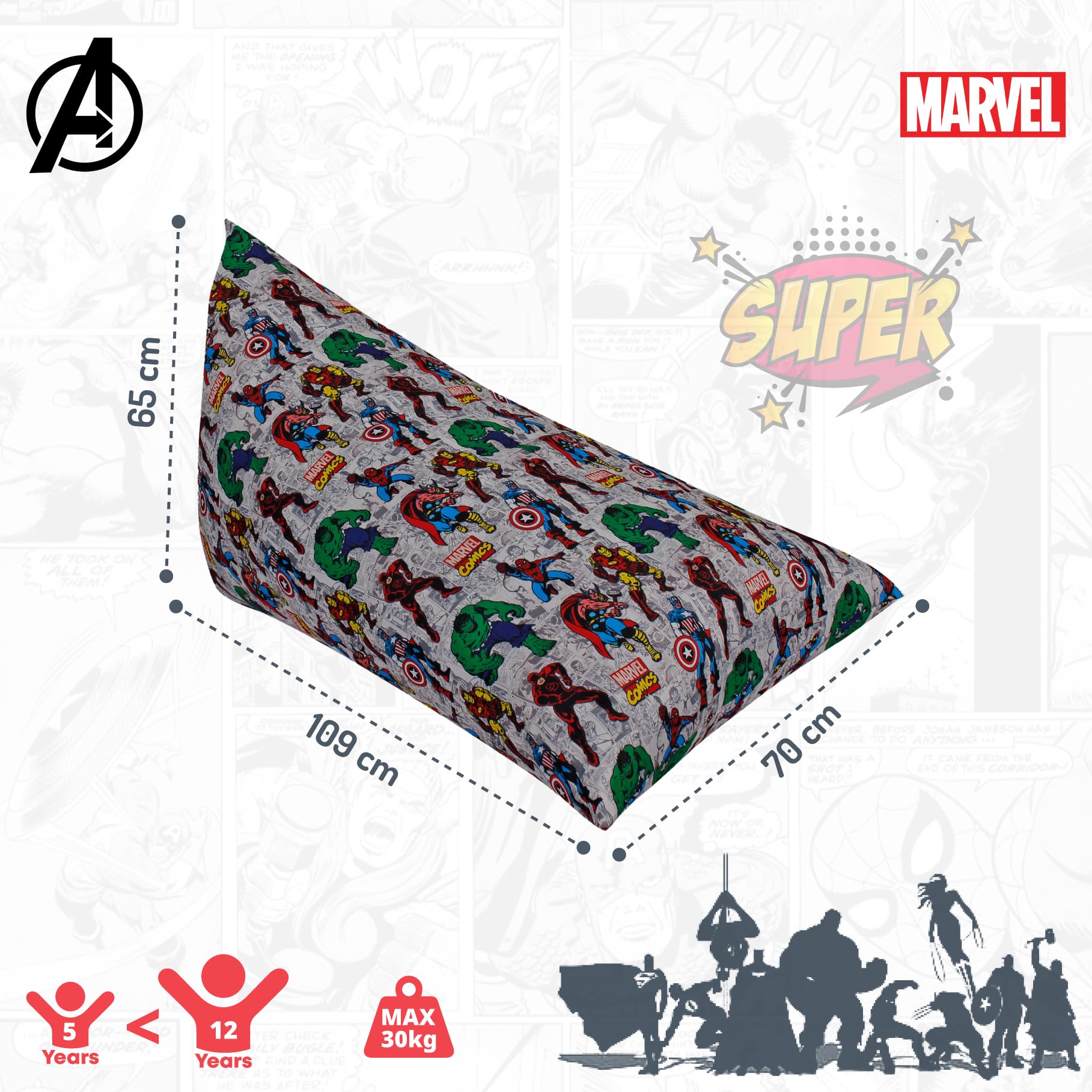 Générique Fauteuil Pouf pour Enfants | Pouf Chaise en Polyester Doux avec Motifs de Personnages imprimés | Assise Poire Confortable et légère | Idéal pour Chambre, Salle de Jeux et Salon