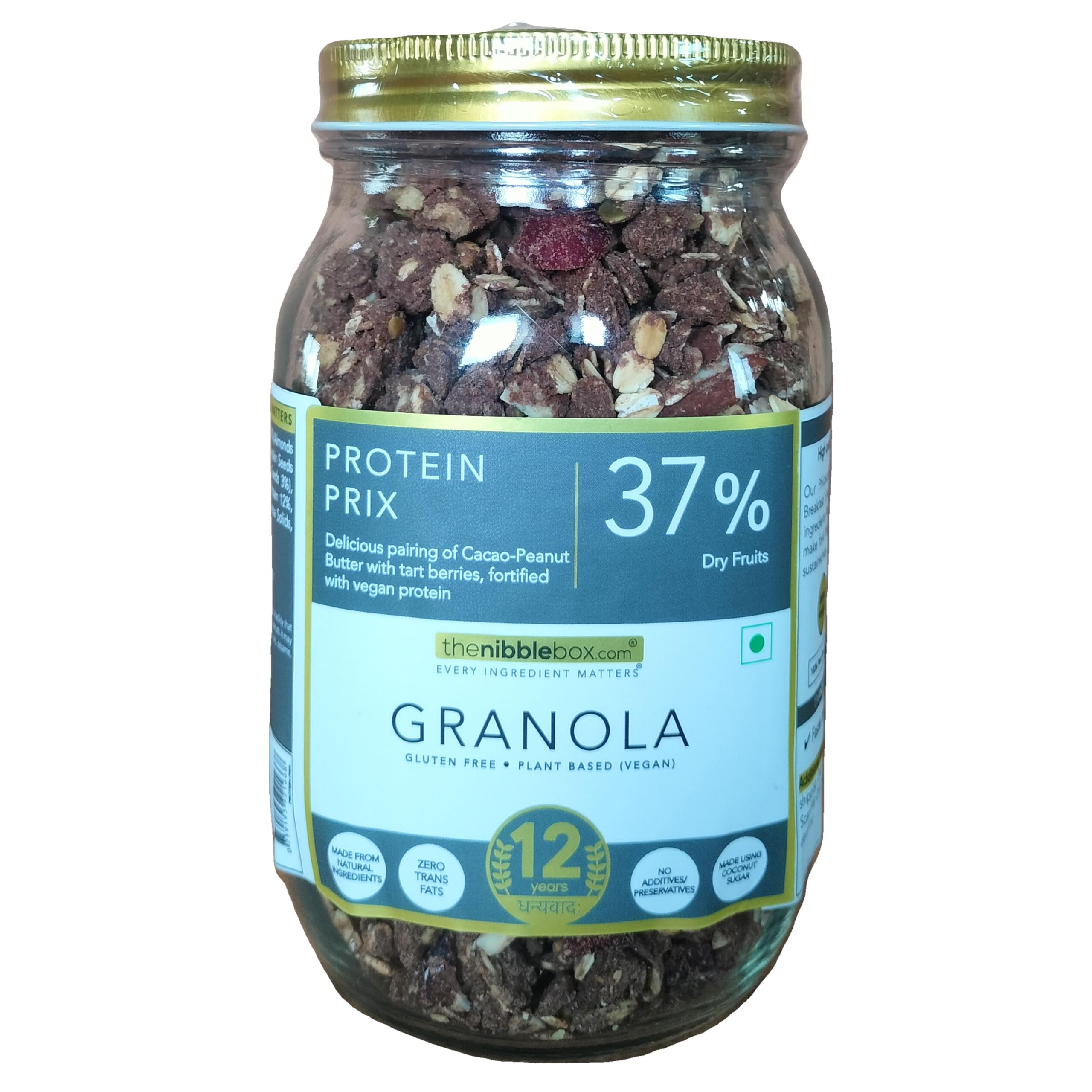 thenibblebox Protein Prix Granola, 500g Jar [37% dry fruits, gluten free, vegan friendly, no refined sugar] 6.6g protein per serving-image-34