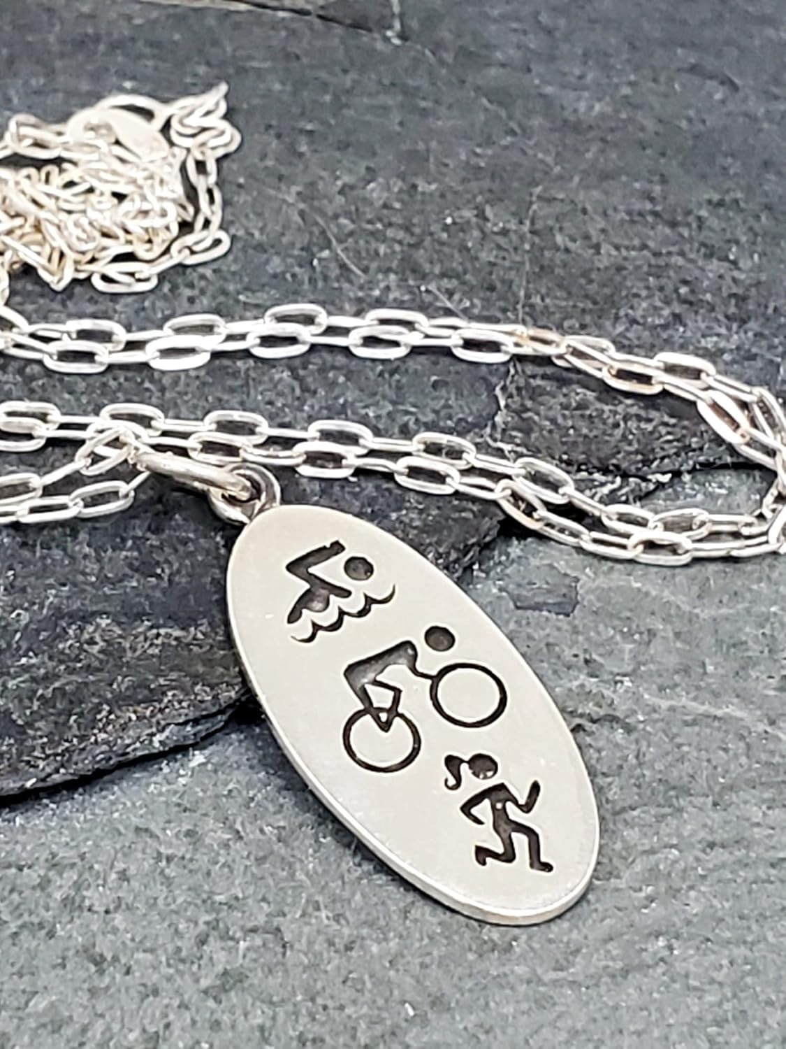EnCharmed Sterling Silver Triathlon Swim Bike Run Charm Necklace, Athlete Fitness Pendant Jewelry, 18" - Image 3