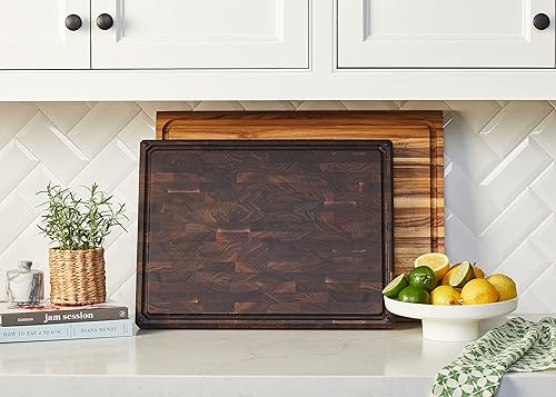 Miniatura 8 de Sonder Los Angeles, Fabricado en Estados Unidos, tabla de cortar de madera de nogal de grano grueso grande con pies antideslizantes, ranura para