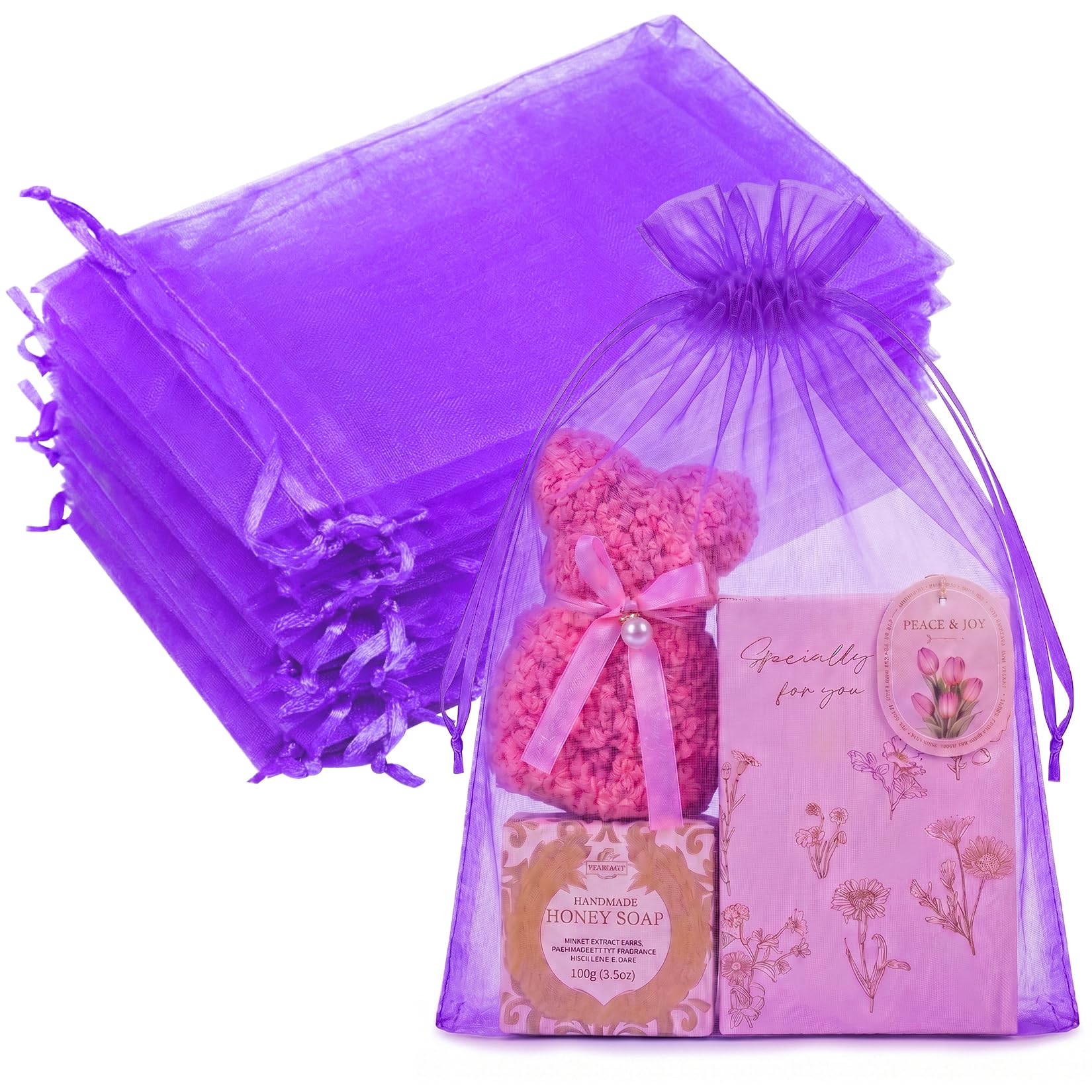 Crweety 50PCS Organza Bags 8x12 Large Gift Bags Purple, Mesh Bag Drawstring Pouches for Goodie Sachet Jewelry Candy, Sheer Party Favor Bag for Wedding Birthday Baby Bridal Shower Halloween Christmas