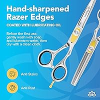 Vista 5 de Equinox International, Serie profesional de filo de afeitado - Juego de tijeras para cortar y adelgazar y texturizar el cabello, 6.5 pulgadas, acero