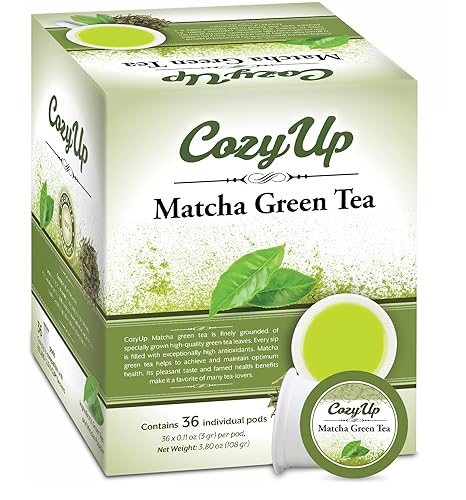 Cozy Up 36 cápsulas de té verde Matcha compatibles con cafeteras Keurig K-Cup