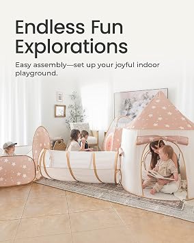 Tiny Land 5-Piece Play Tunnel & Ball Pit, Pop-Up Indoor Tent for Toddlers