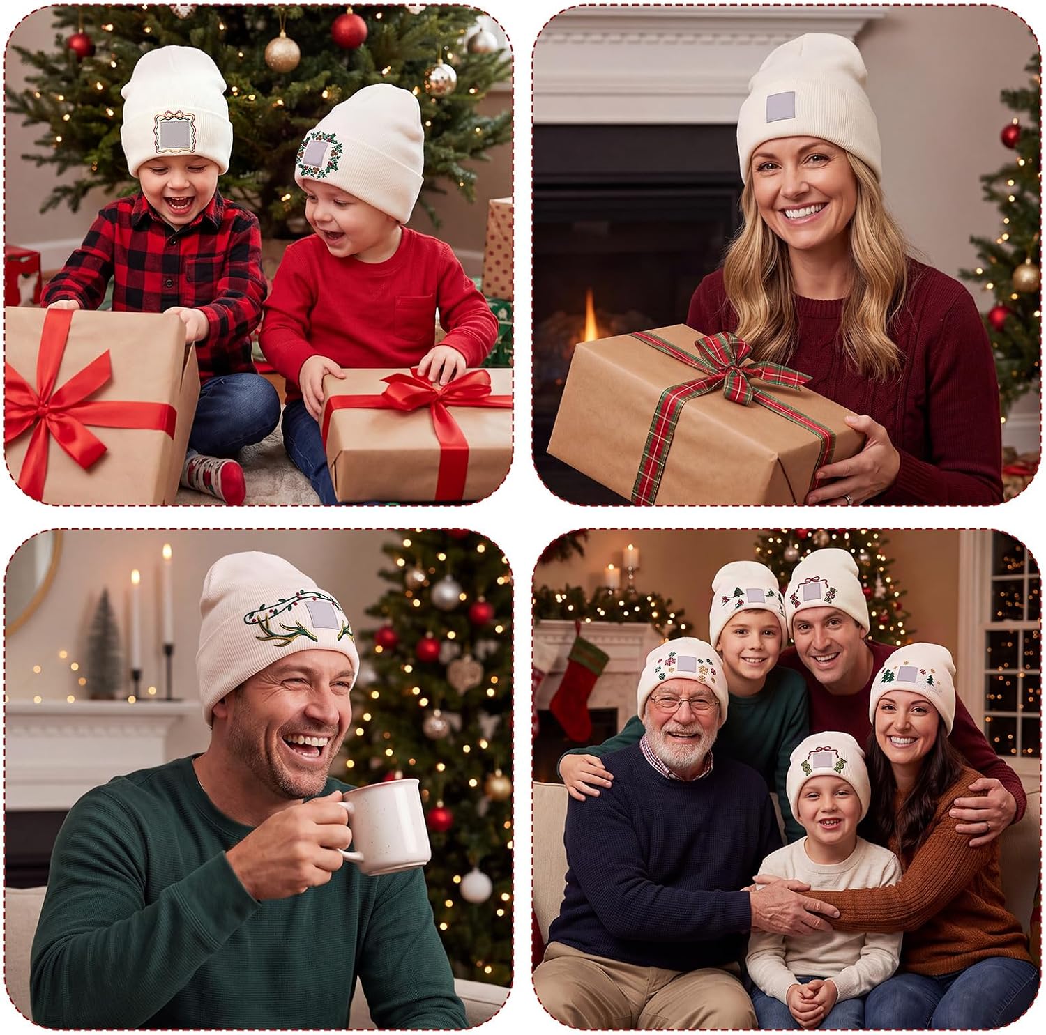 Frienda 24 Pcs Stick and Stitch Christmas Embroidery Patterns for Hat