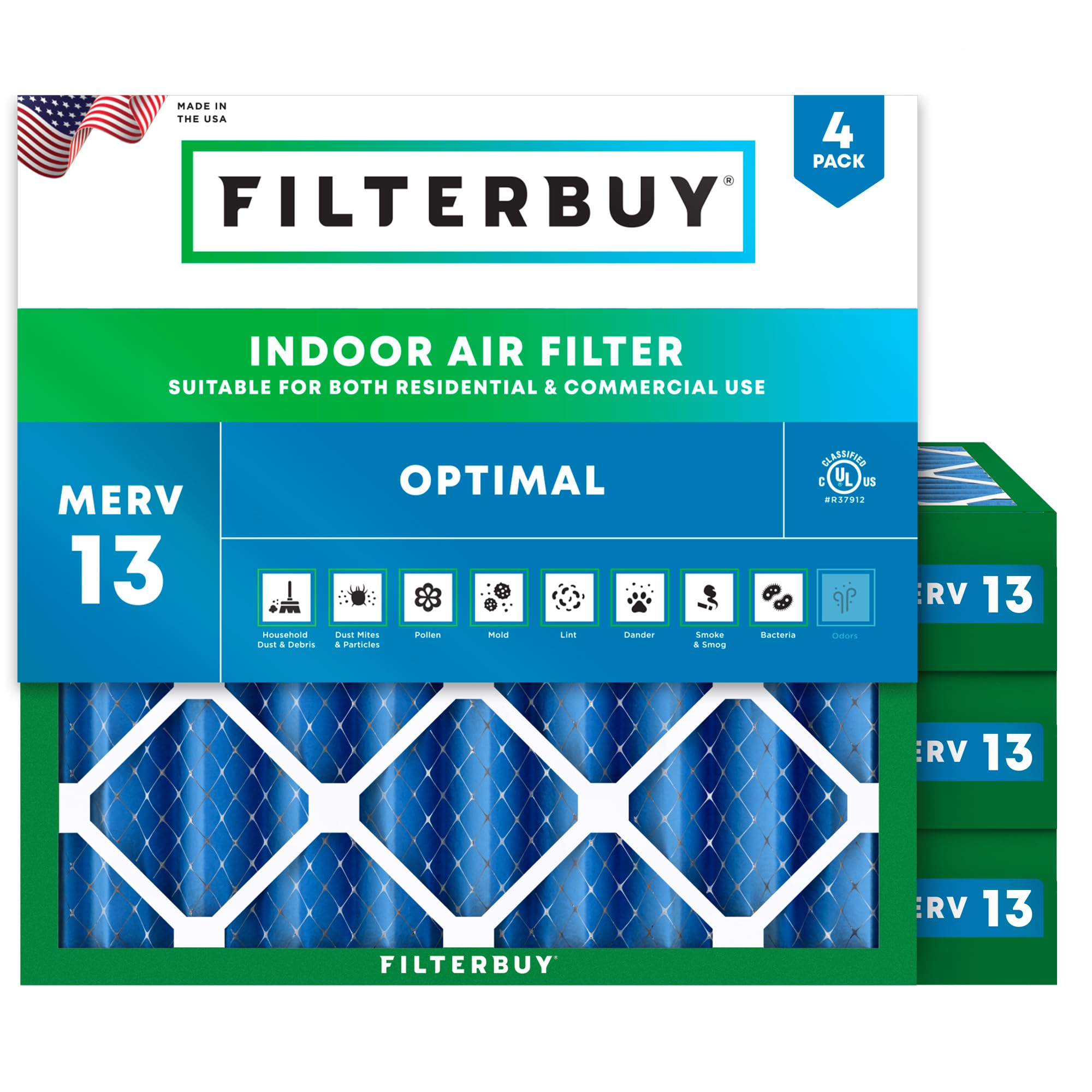 Filterbuy 14x14x1 Filtro De Aire Merv 8 Defensa De Polvo (pa