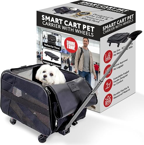 dbest products Pet Smart Cart, Medium, Black, Rolling Carrier with wheels soft s