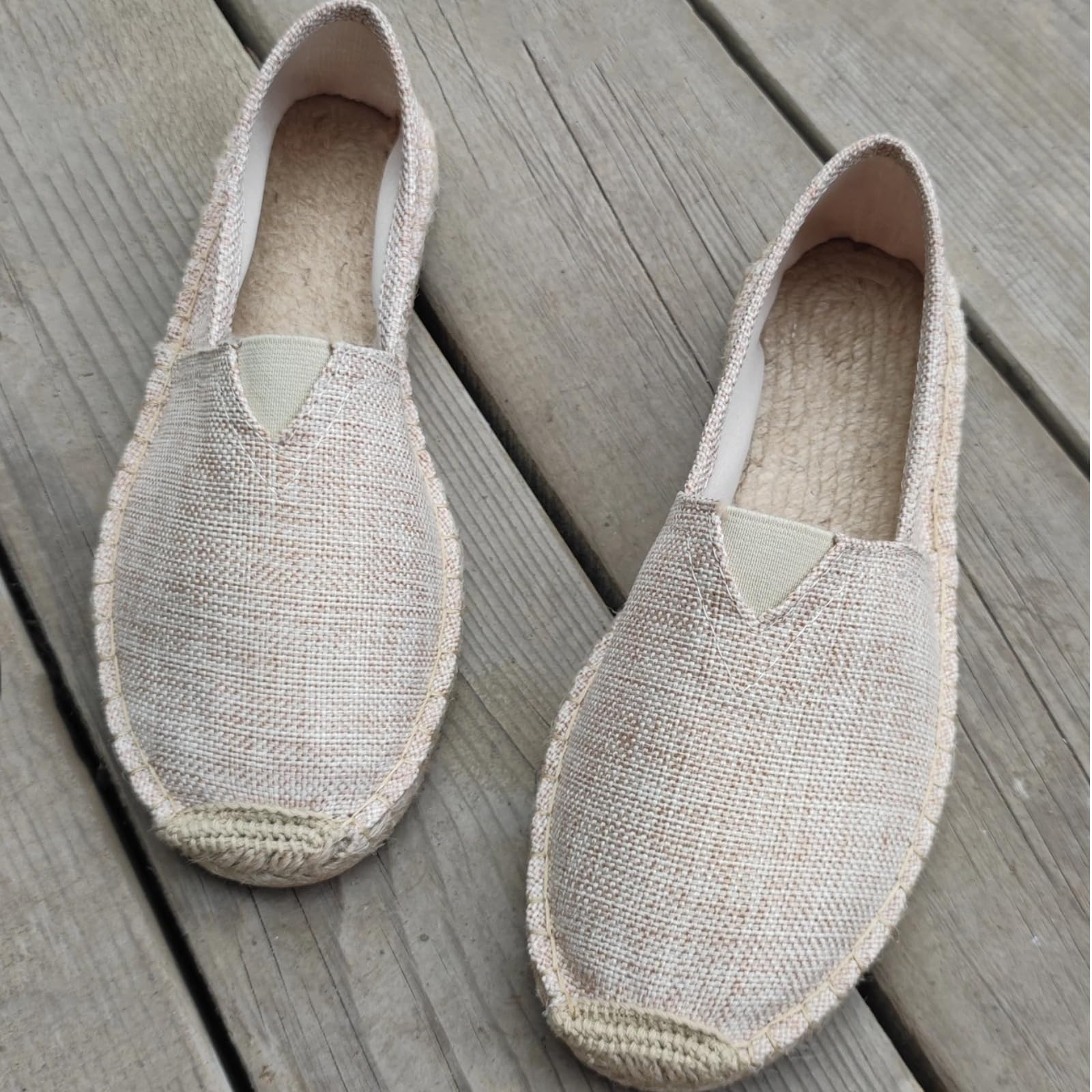 HANDGENÄHT LEINWAND ATMUNGSFÄHIG Outdoor Freizeit FISCHERSCHUHE(Hellbraun,45)