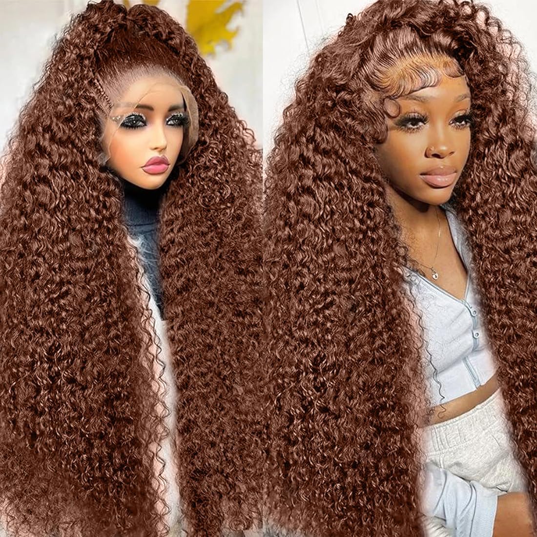 Amazon.com : ghotool Mongolian Curly Lace Front Wigs Human 
