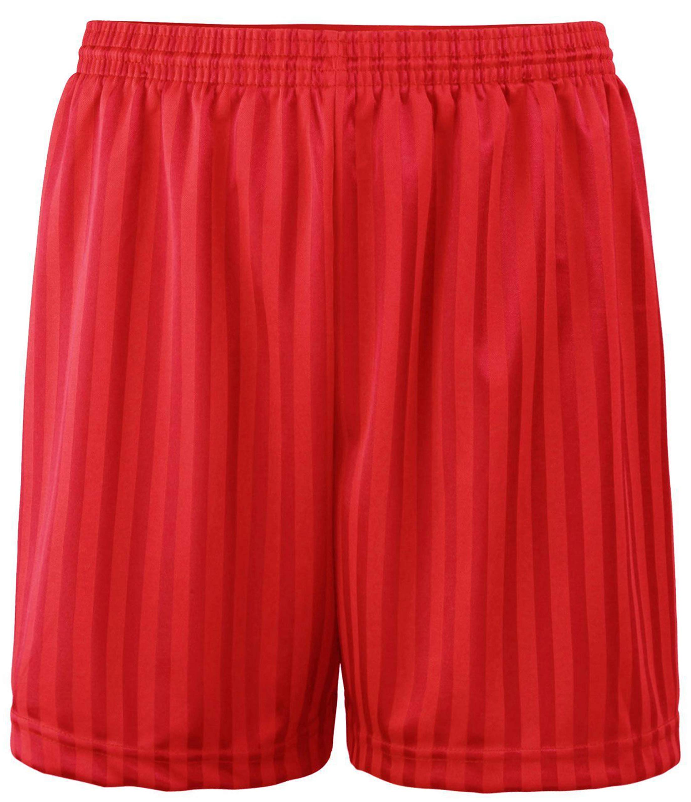 Kids Essentials Boys Girls PE Shorts School Games Gym Football Shadow Stripe Many Colours (Red, 5-6 Years)