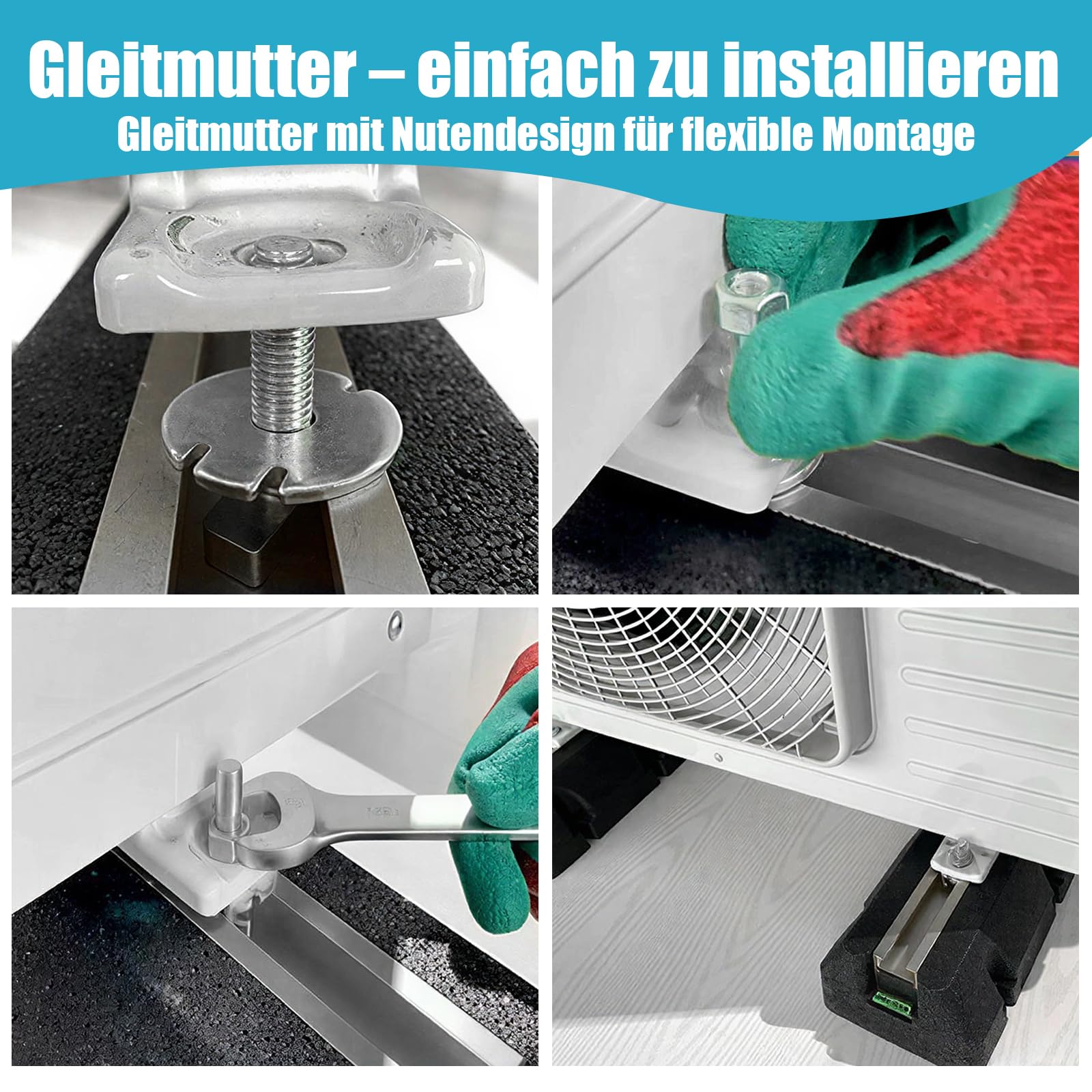 Dämpfungssockel für Klimaanlage und Wärmepumpe - 2 Stück Antivibrationsfüße aus Gummi mit Wasserwaage, UV-beständige 400kg belastbar (450 mm), für Klimaanlage und Wärmepumpen