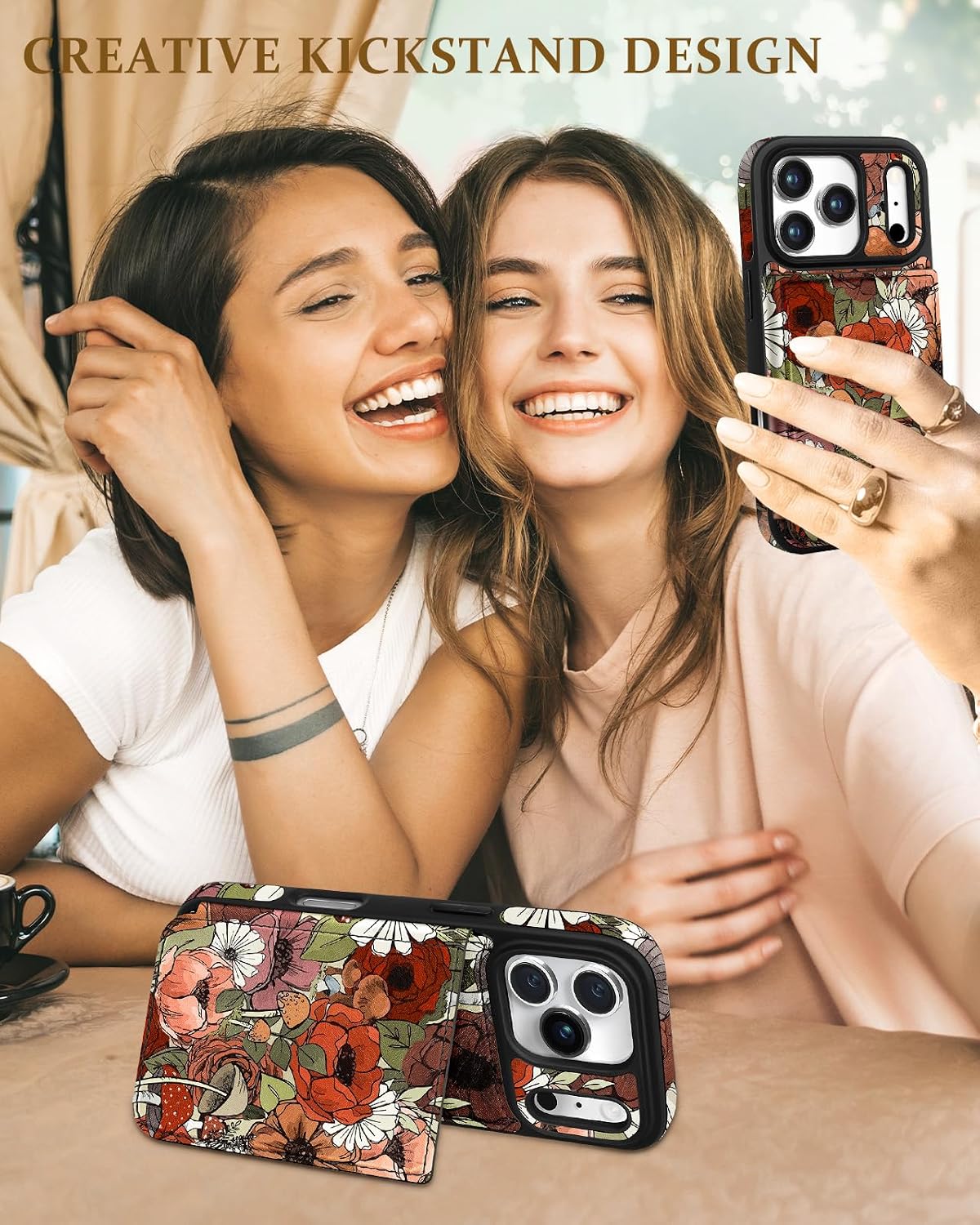 Shorogyt Compatible with iPhone 17 Pro Wallet Case with Card Holder - Cute Flower Mushroom Design Kickstand for Magnetic Clasp Back Flip Folio Leather Phone Covers for Women Men Girls