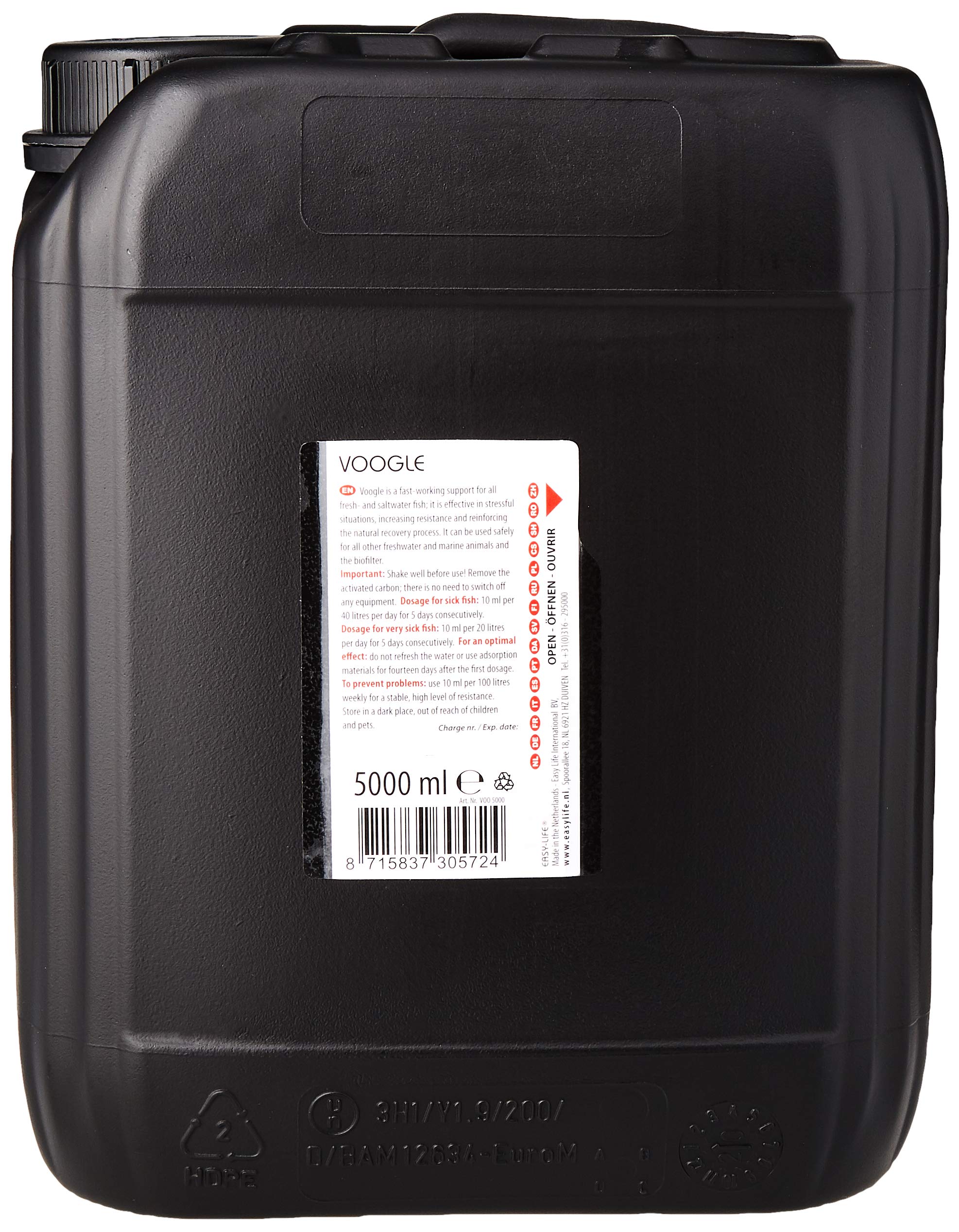 Easy-Life Voogle Acondicionador Preventivo Natural, Refuerza el Sistema Inmunitario y la Salud de los Peces, Sin Antibióticos, Apto para Agua Dulce y Salada, 5L
