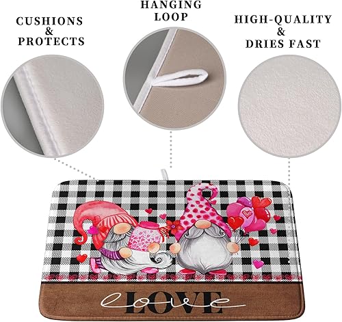 Vista 128 de Tapete de secado de platos con hojas de palma tropicales para encimera de cocina, 18 x 24 pulgadas, tapete de secado de cocina Monstera verde