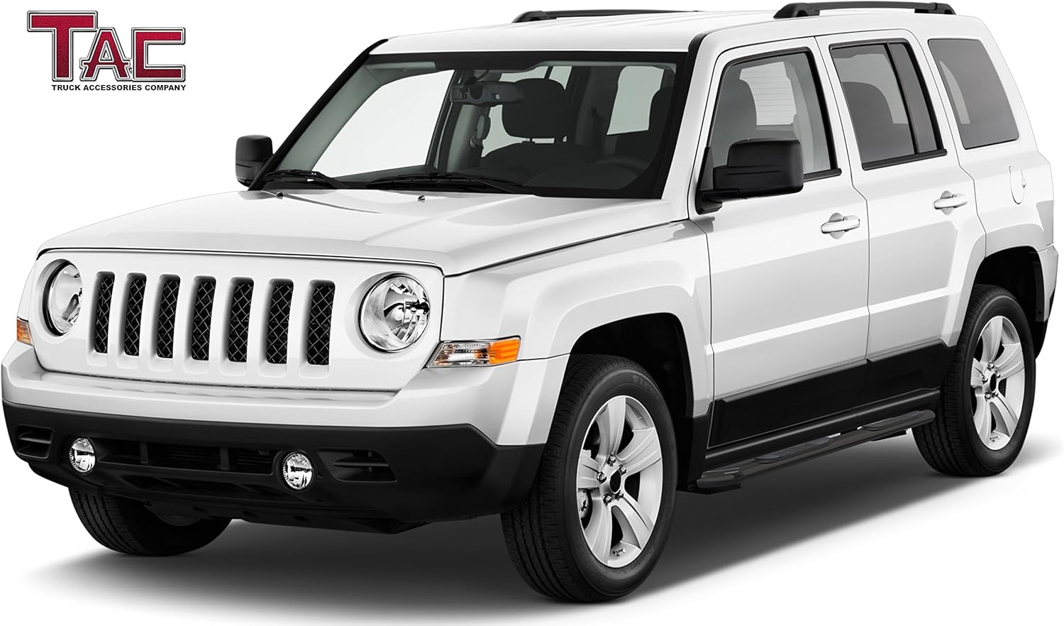 TAC Running Boards Compatible with 2007-2015 Jeep Patriot | Side Steps Side Bars Nerf Bars Step Rails| Off Road Automotive Exterior Accessories | Black (2pcs)