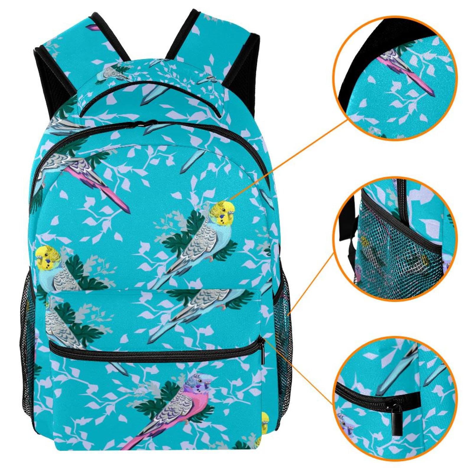 Zaino scolastico per uomini e donne, borsa da viaggio per computer portatile, con uccellino, leggero, zaino casual per libri