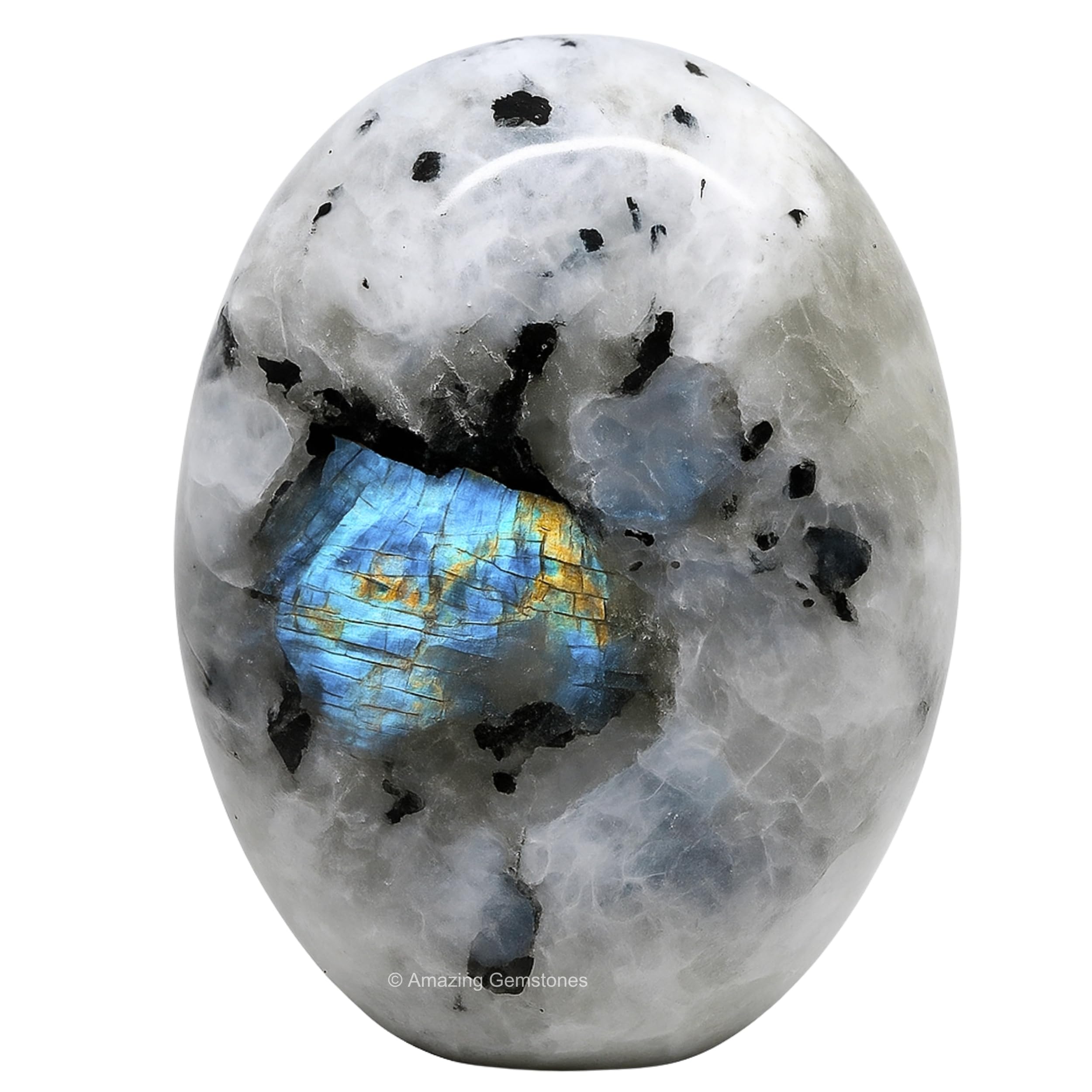 Amazing Gemstone Rainbow Moonstone Crystals and Healing Stones - Large Palm Stone Crystals Piedra - Crystal for Good Luck, Positive Energy, Meditation - Unique Stocking Stuffers Gifts for Women, Men