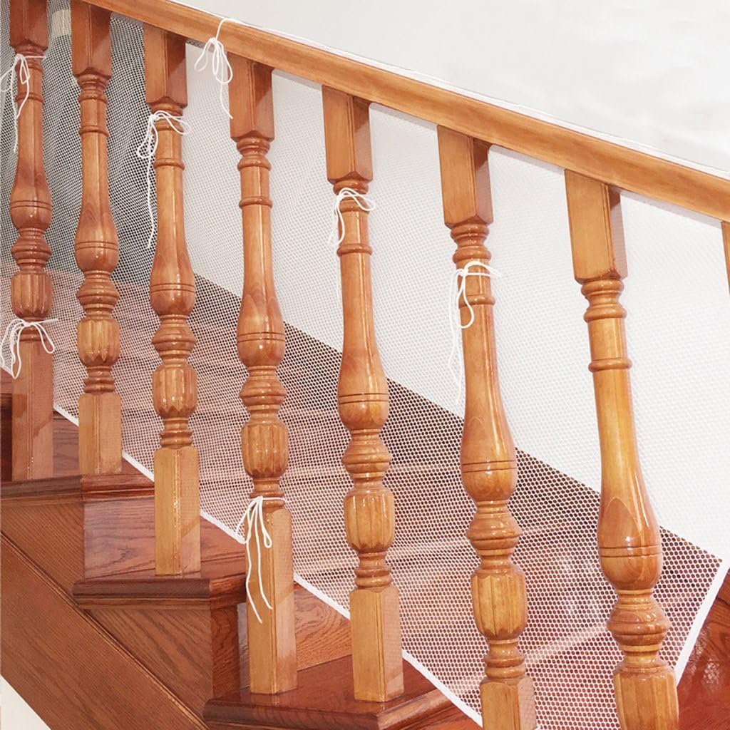 Amknn Safety Banister Stair Mesh Net Fall Protection Safety Net Durable Safety Net(2M, White)