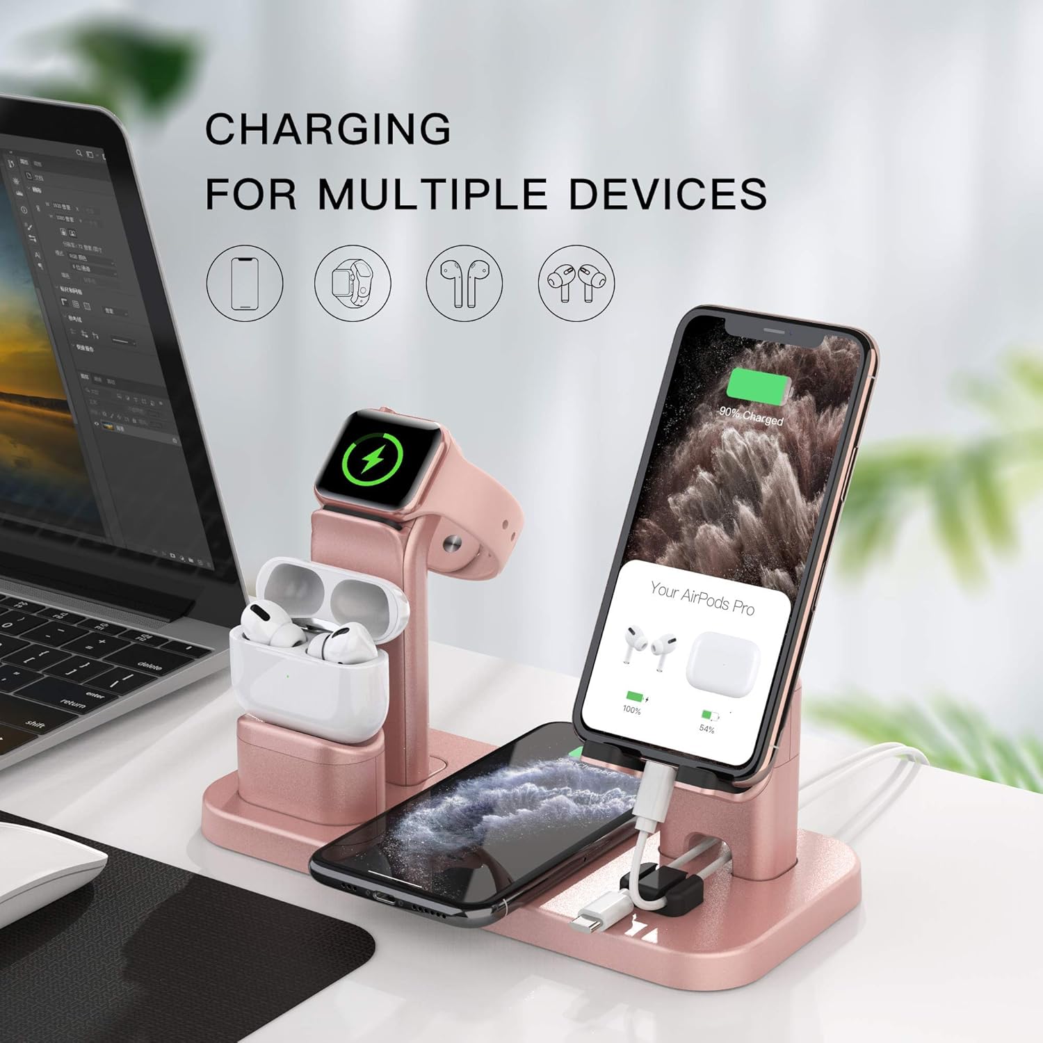 Hоlіdау Dеаlѕ 🛒 Wireless Charger Stand, CEREECOO 4 in 1 Wireless Charging Station Dock Compatible with iPhone Series13/12/11/11pro/Xr/Xs/X/Max/8/8Plus Apple Watch 7/6/5/4/3 AirPods Pro/1/2(iWatch Charger Required)