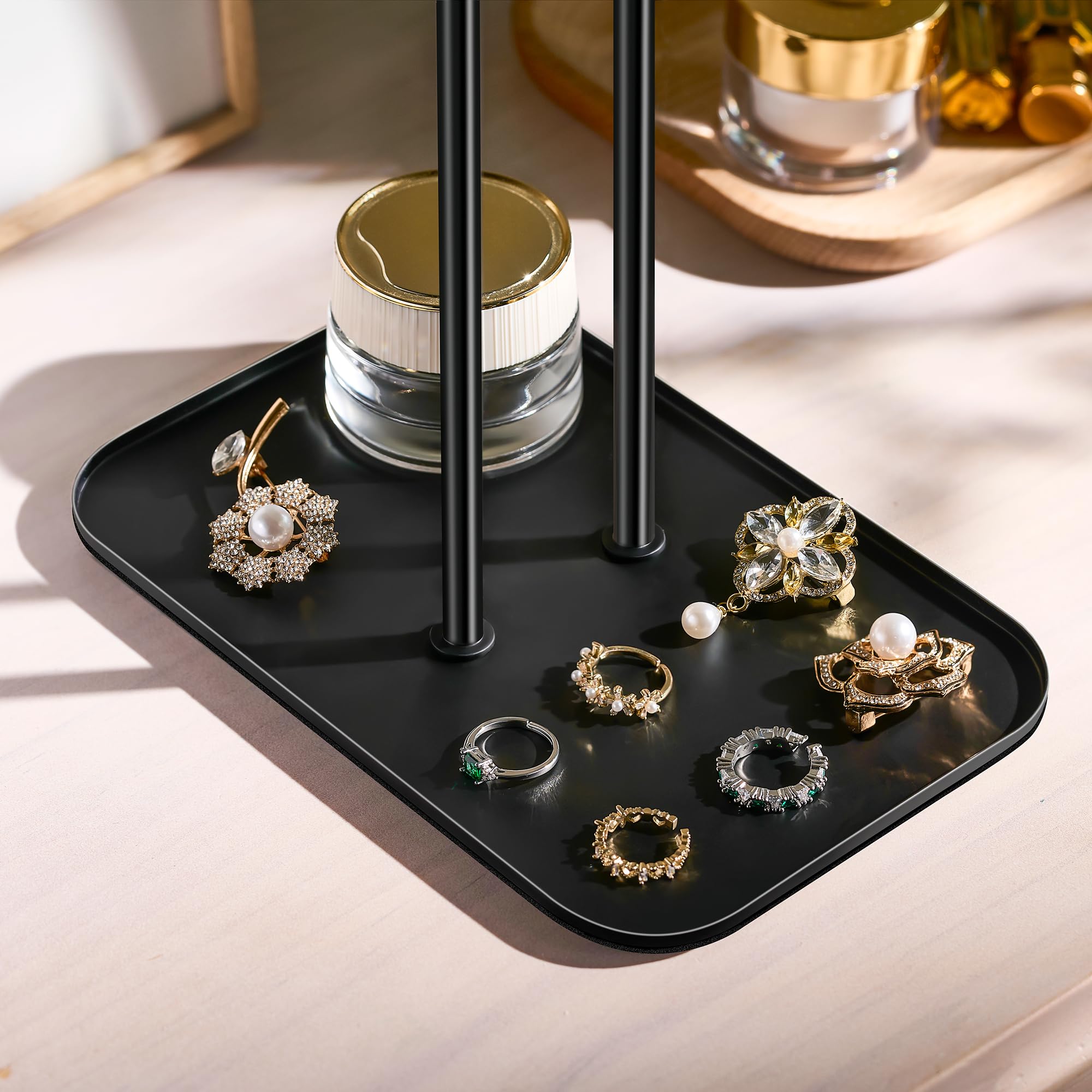 Arbre A Bijoux Femme Arbre à Bijoux Doré - Présentoir Boucles D'oreilles/ Colliers - Plateau Inclus Arbre Bijoux