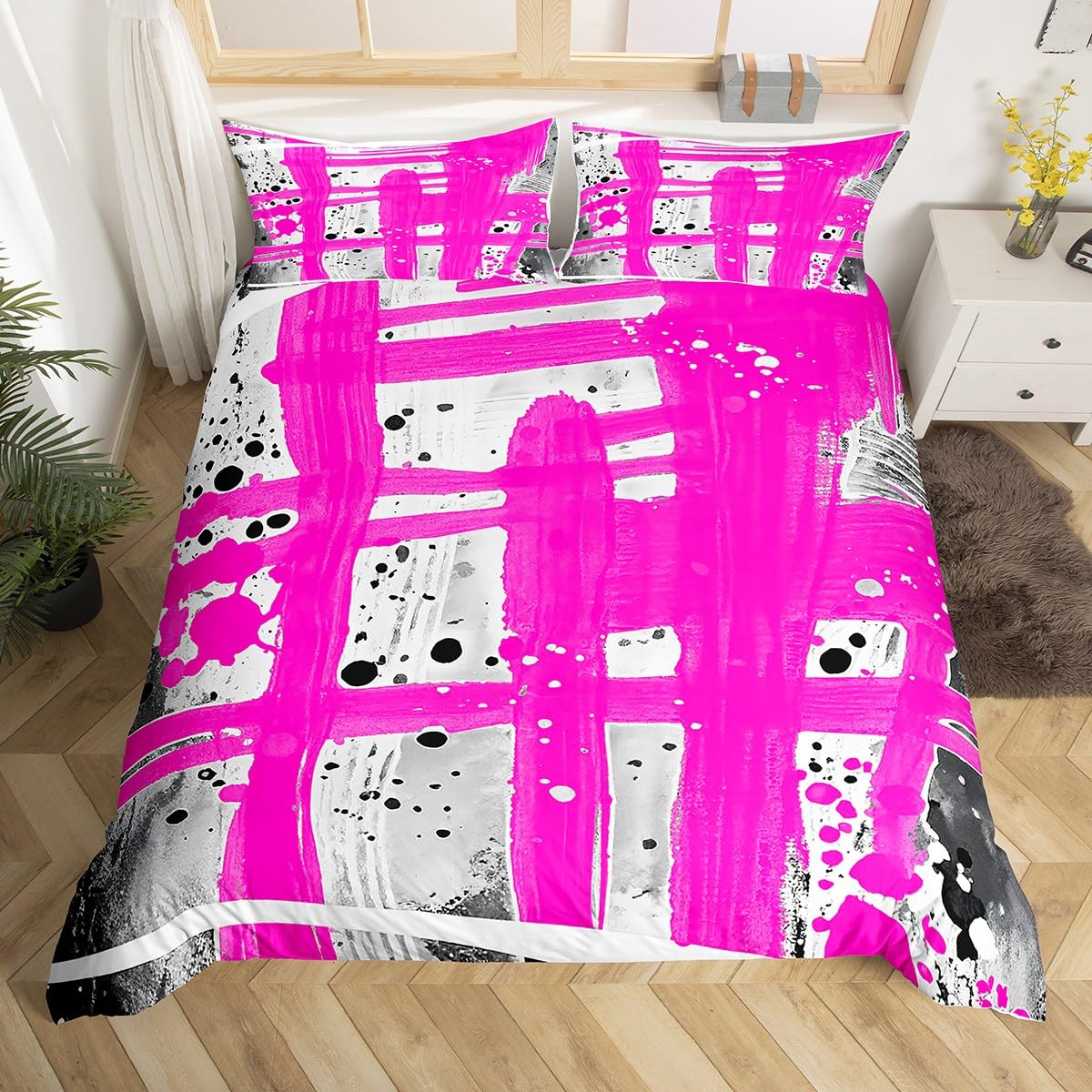 Housse de couette motif abstrait pour lit superposé facile à border