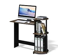 Vista 72 de Furinno - Escritorio compacto para computadora con estantes, Tablero de partículas, Marrón oscuro