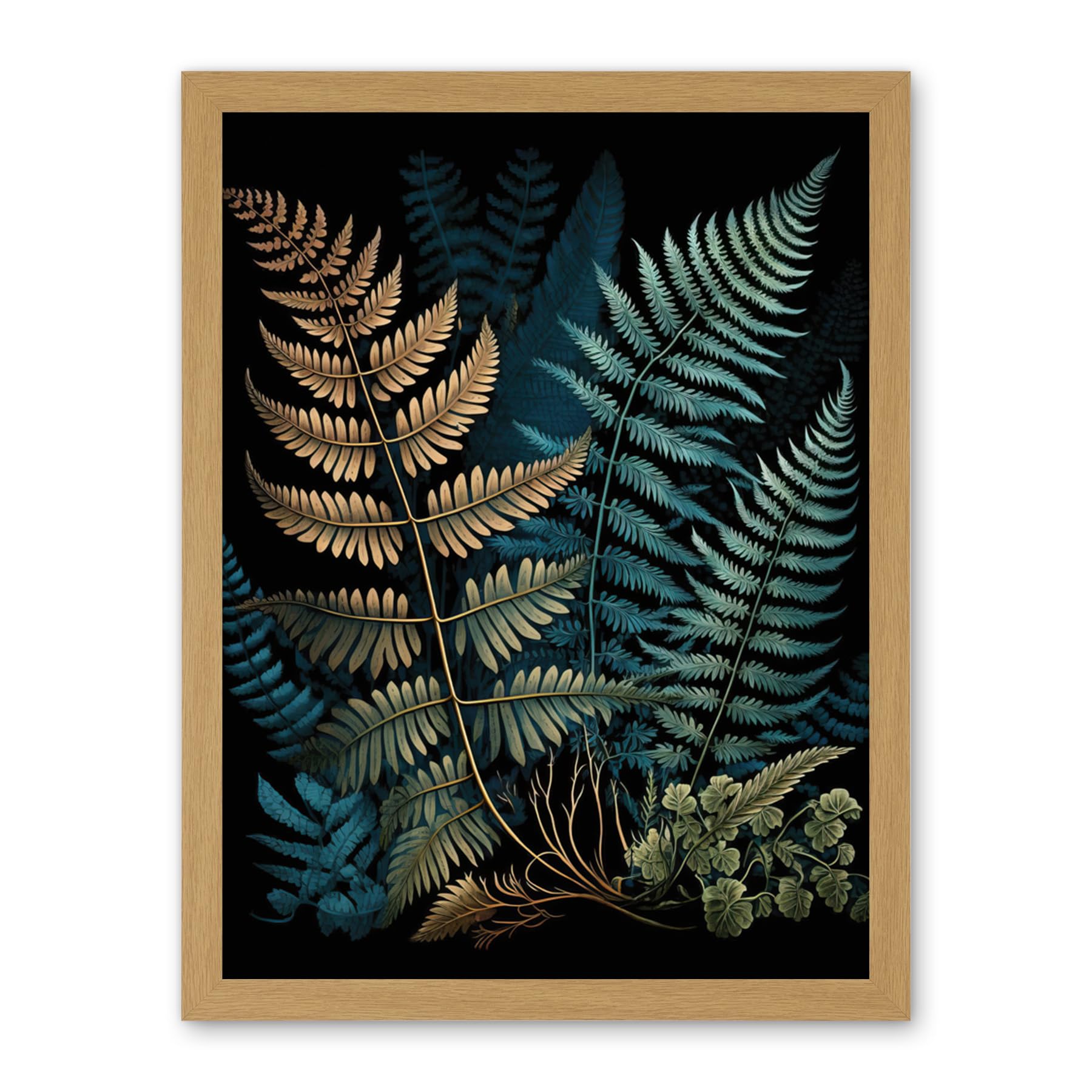Artery8 Detailed Botanical Illustration Fern Frond Species Artwork Framed Wall Art Print 18X24 Inch