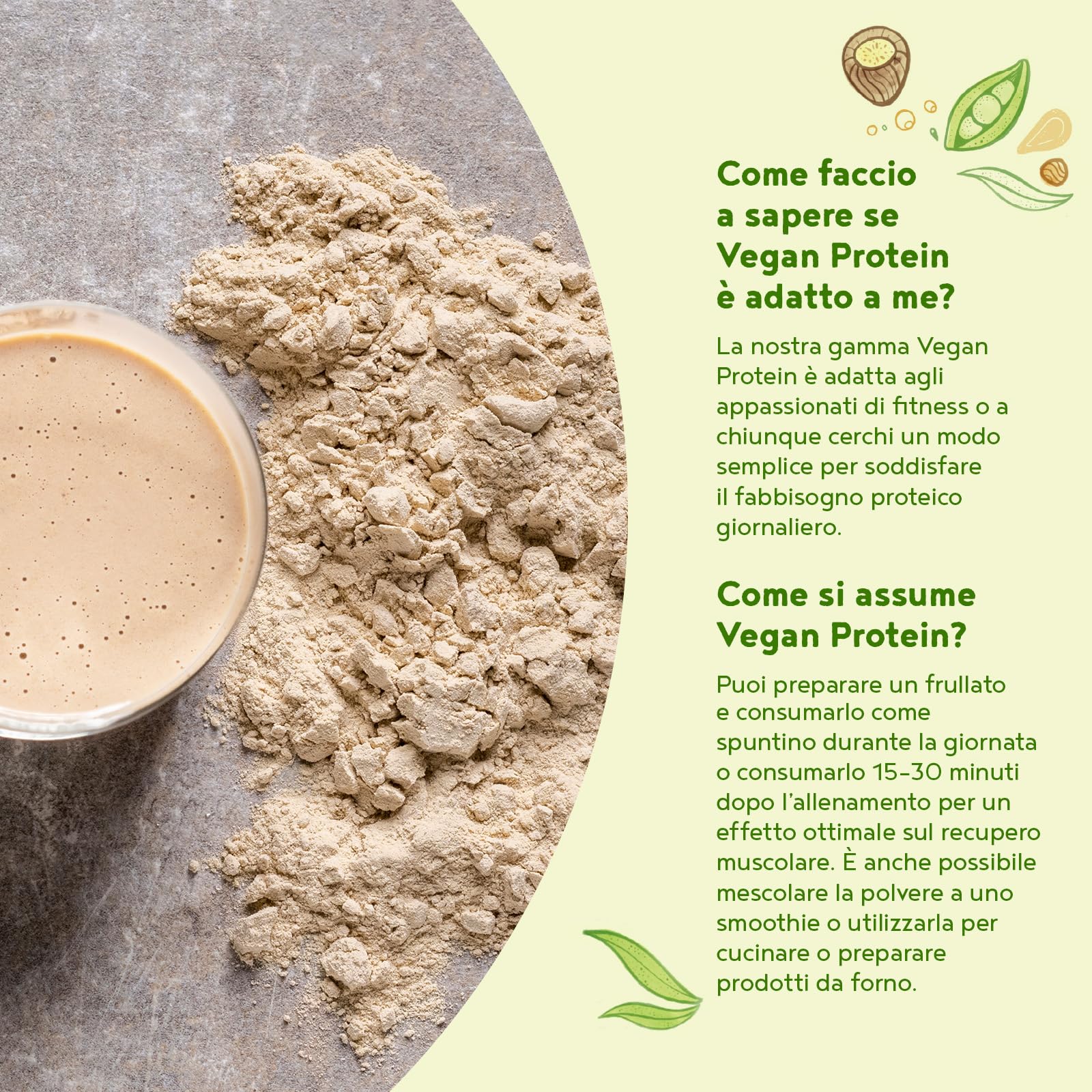 Proteine in Polvere Vegane | Gusto Nocciola | 19g Proteine Vegetali Isolate di Pisello, Riso e Girasole | Massa Muscolare | 600g Vegan Protein Powder | Alpha Foods