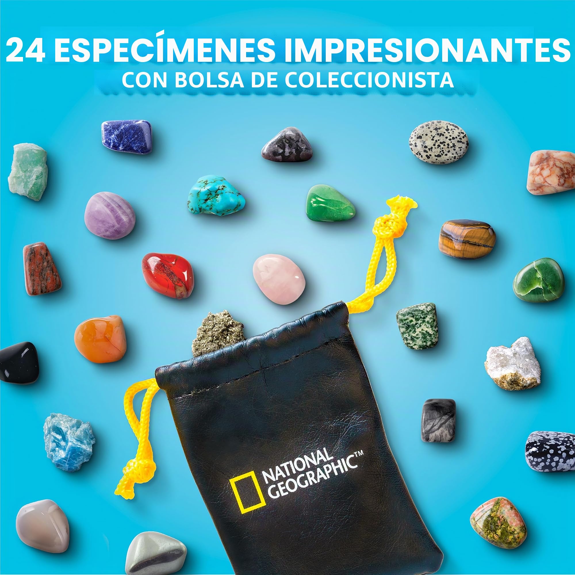 National Geographic - Calendario de Adviento de piedras preciosas 2025, edición limitada, calendario de cuenta regresiva de Navidad para niños con 24 gemas, colección completa de rocas, kit de