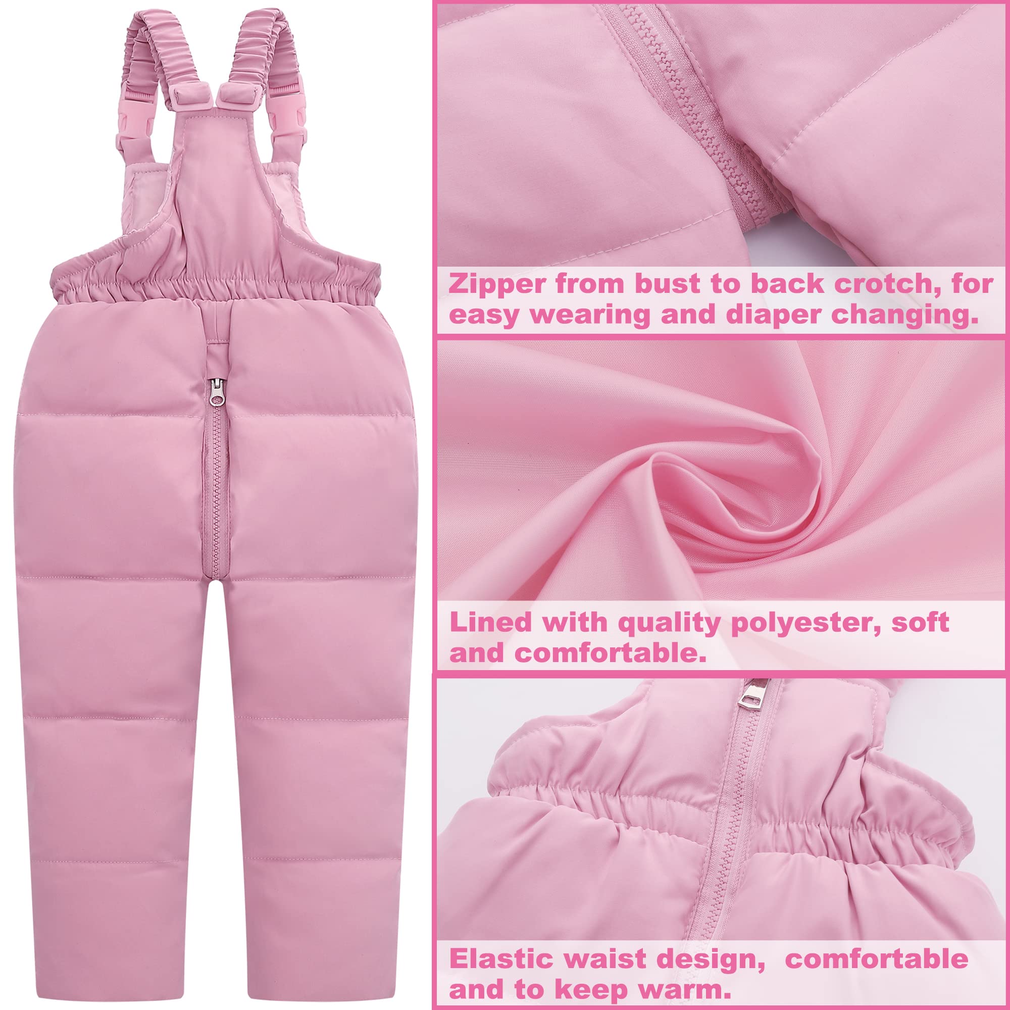 Fewlby Enfant Combinaison de Neige, Doudoune à Capuche + Pantalons de Ski, Fille Garçon 2PCS Ensemble de Combinaison de Ski Manteau de Duvet Salopettes de Ski Hiver Snowsuit