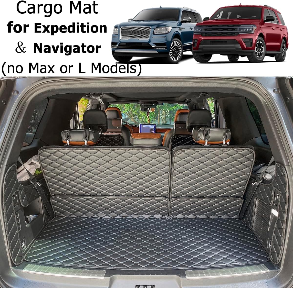 for 2018-2025 Ford Expedition/Lincoln Navigator (no Max or L Models) Trunk Mat ＆ Rear Backrest Mat Cargo Liners All Weather Waterproof