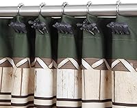 Vista 7 de Ganchos decorativos para ducha, 5 bolas de anillo de rodillo, ganchos de cortina de oso y alce para baño, juego de 12