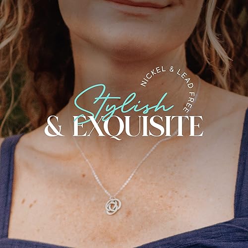 Miniatura 2 de Three Ring Sterling Silver Necklace Celtic Love Knot 18" Chain Gift from Mother In Law Wedding Gift