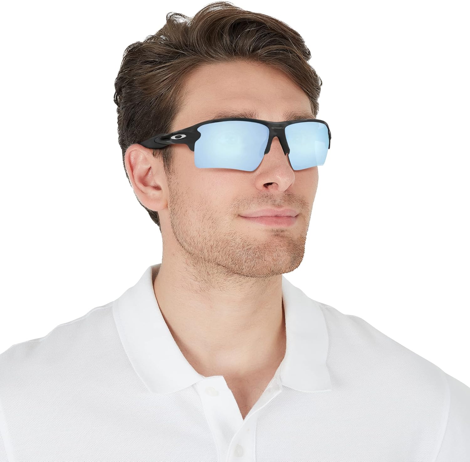 Oakley Men's Oo9188 Flak 2.0 XL Rectangular Sunglasses Matte Black Camo/Prizm Deep Water Polarized 59 Millimeters