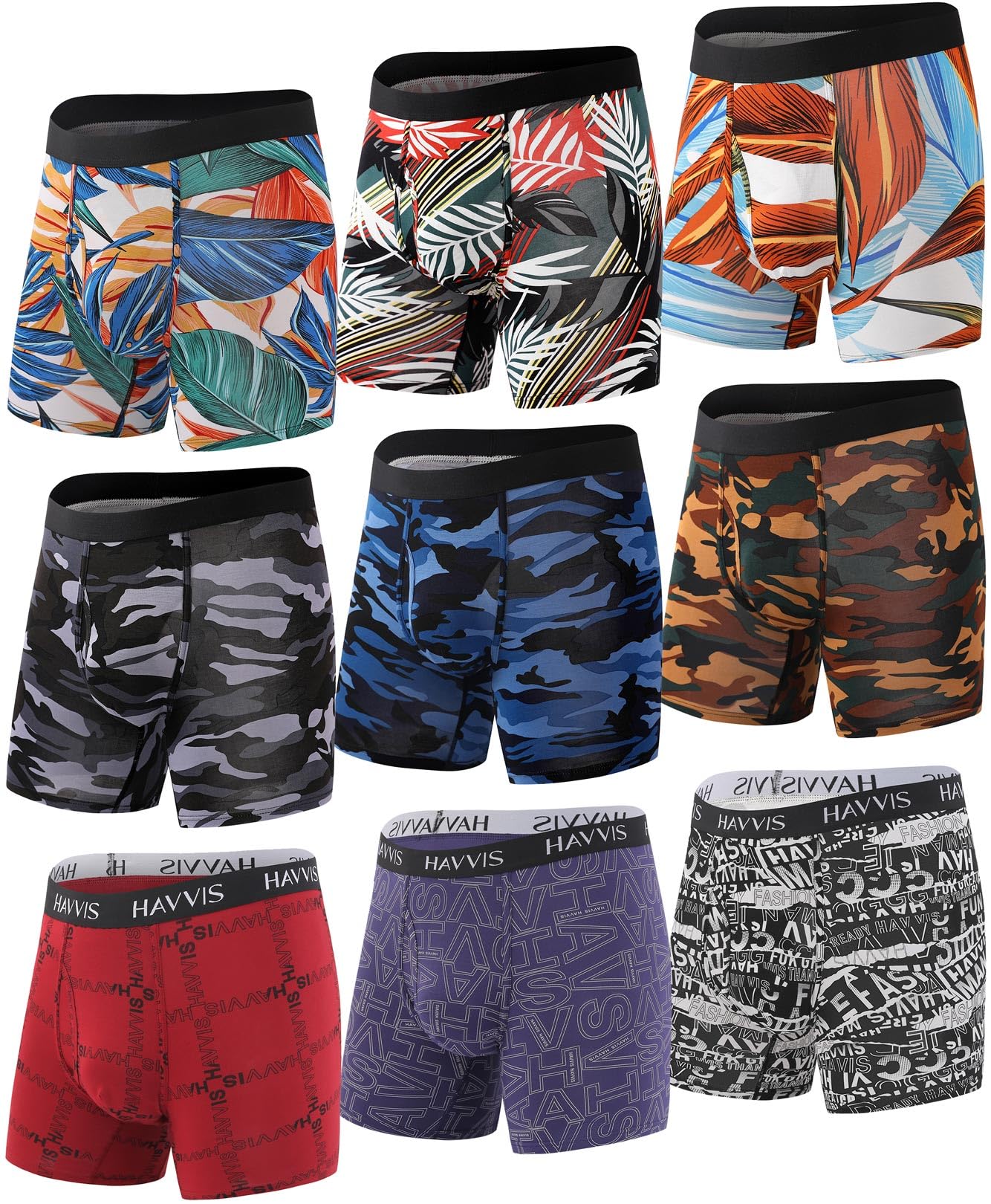 havvis Mens Boxers Super Soft Bamboo Boxer Shorts Long Leg Anti Chafing Underwear with Fly Boxer Briefs Multipack-picture-50