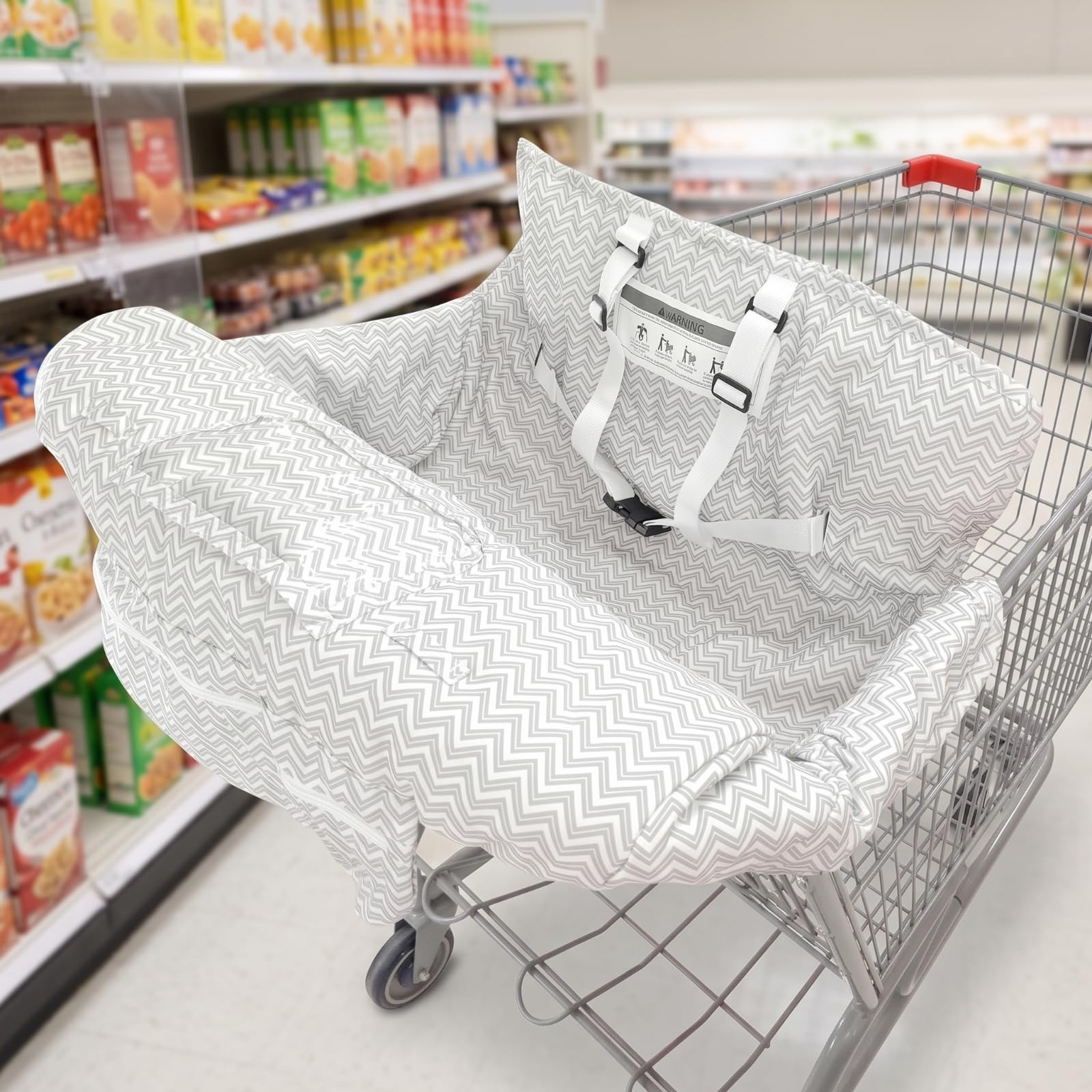 Child Cart Cushion Cuscino Carrello Bambini Coprisedile Passeggino Imbottitura Seggiolino con Cintura Integrata E Tasca, 120 80 Cm, Modello Aggiornato Con Stampa Geometrica A Onde