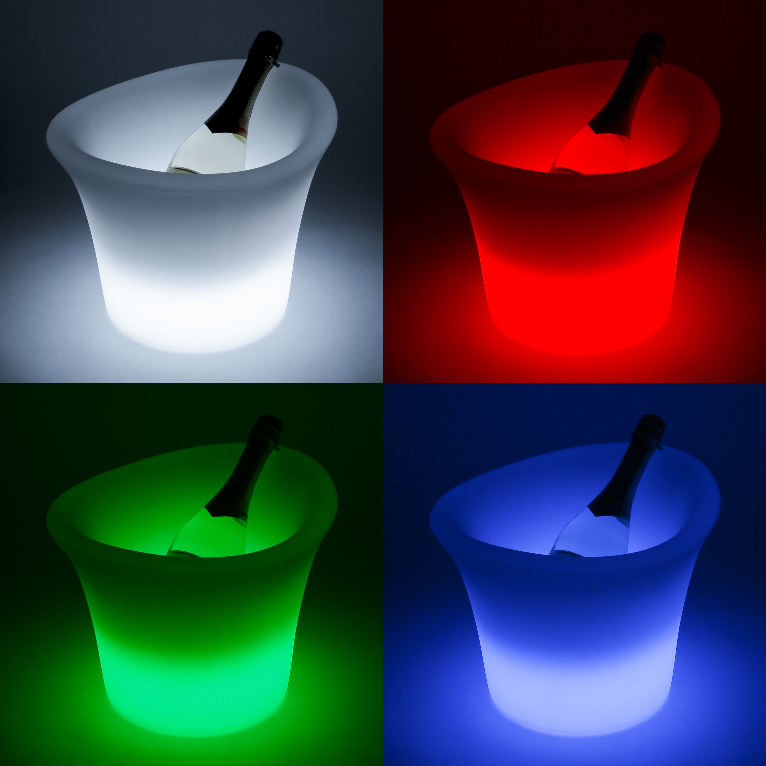 Led Eiskübel Eisbehälter Sektkühler 28x37x31 cm 16 Farben Akku Kabellos Fernbedienung Flaschenkühler Getränkekühler Eiswürfelbehälter