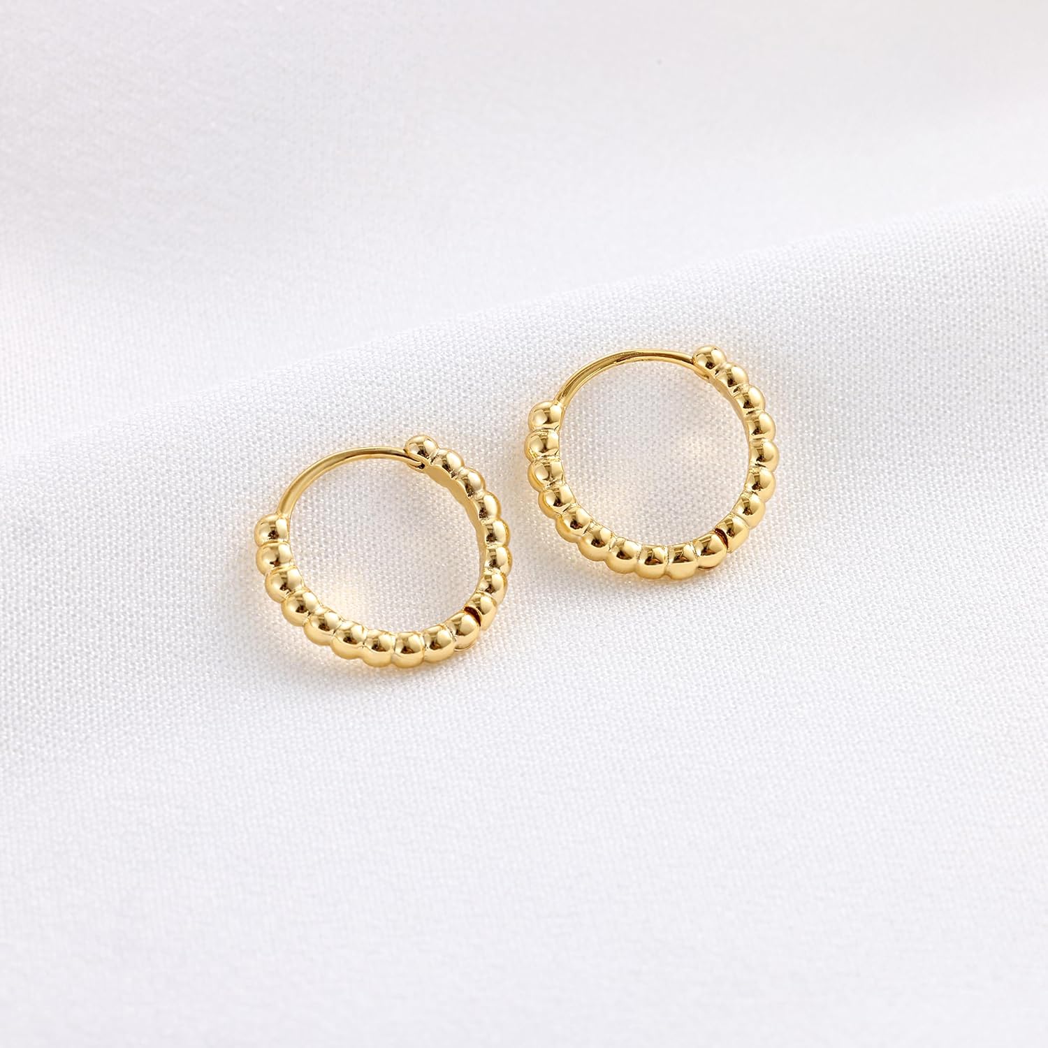 Fiusem Huggie Hoop Earrings for Women 14K Gold Plated, Small Dainty Earrings for Women, Hypoallergenic Hoops 8/10/12 mm - Image 9