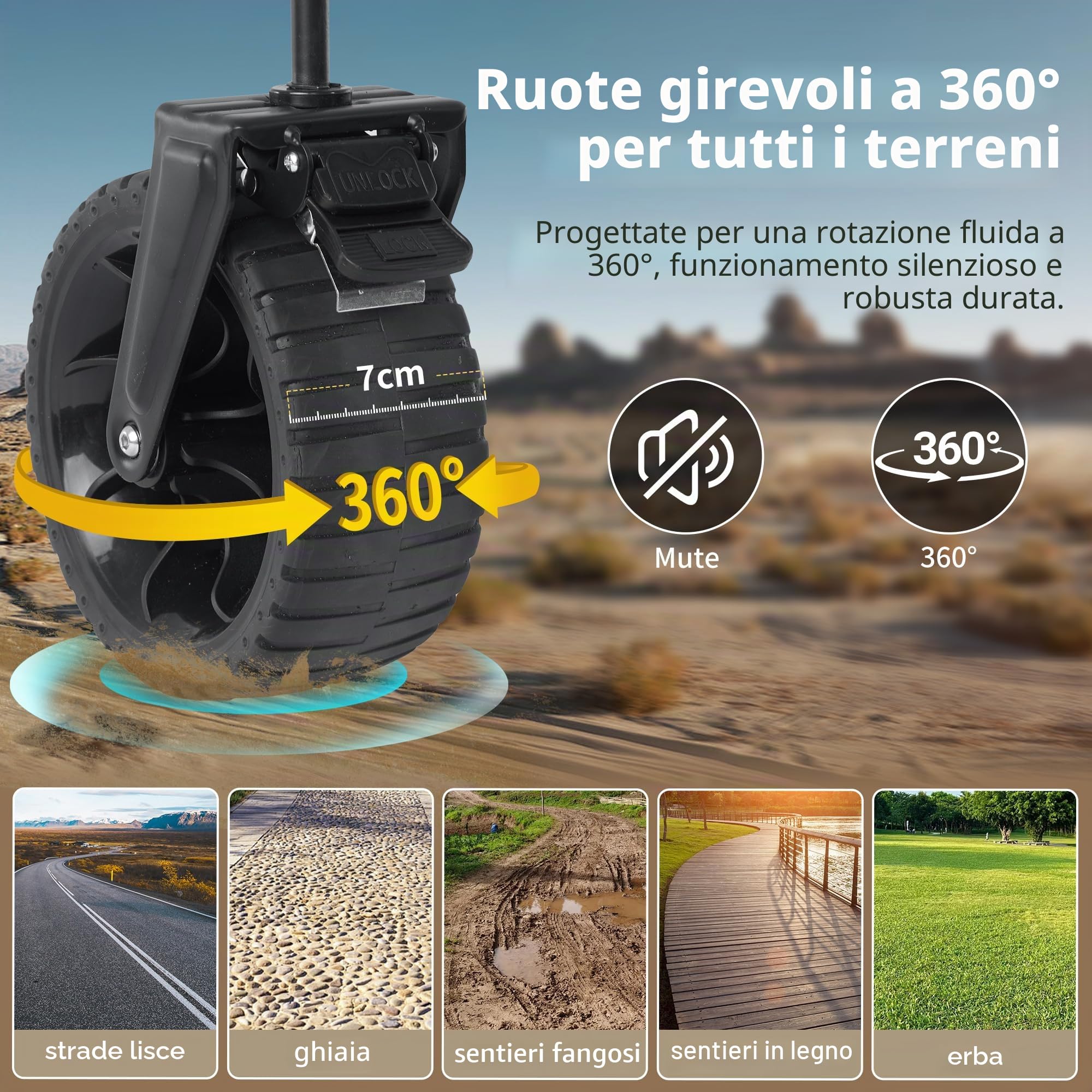 Naturehike Carrello da giardino pieghevole, carrello porta attrezzi da spiaggia adatto a tutti i terreni, con pneumatici larghi girevoli a 360 gradi, portata 120 kg, adatto per campeggio(Nero 100L)
