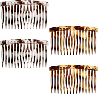 4 Pcs French Hair Side Comb Small French Side Hair Comb Clips Twist Hairs Styling Accessories Women's Bun Strong Hold Clips for Women Bun Decorative Styling Accessories(Tortoise Shell Leopard)