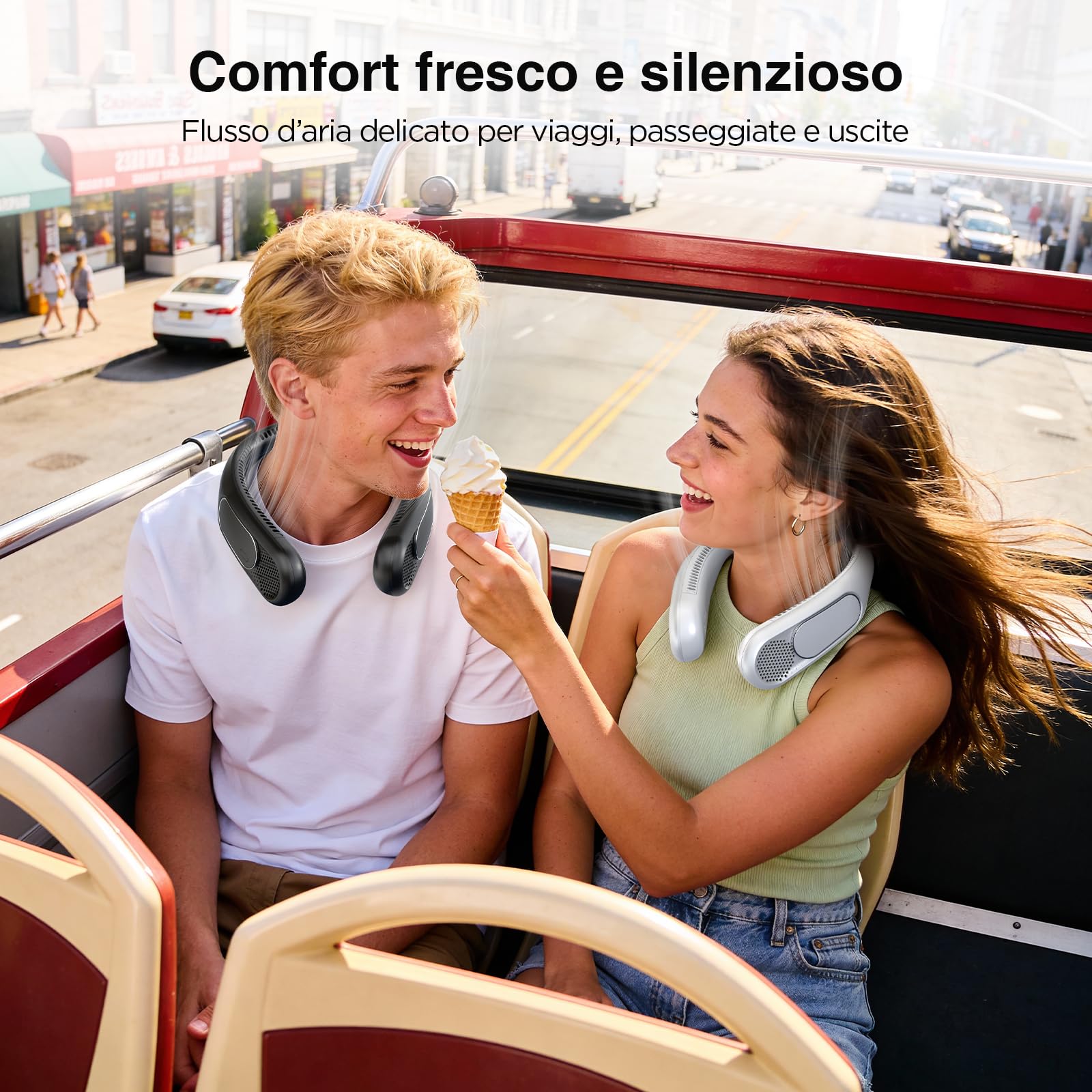 Ventilatore da Collo Bladeless 6000mAh, Ricaricabile a 4 Velocità Ventilatore Portatile da Collo USB per Uomo/Donna, Ideale per Viaggi, Sport, Lavoro, Uso Interno ed Esterno (Nero)