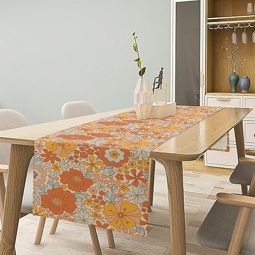 Miniatura 6 de Camino de mesa floral retro de los años 70, hippie de verano, Groovy Power Flower, bohemio, estampado funky, cocina, comedor, decoración de fiesta,